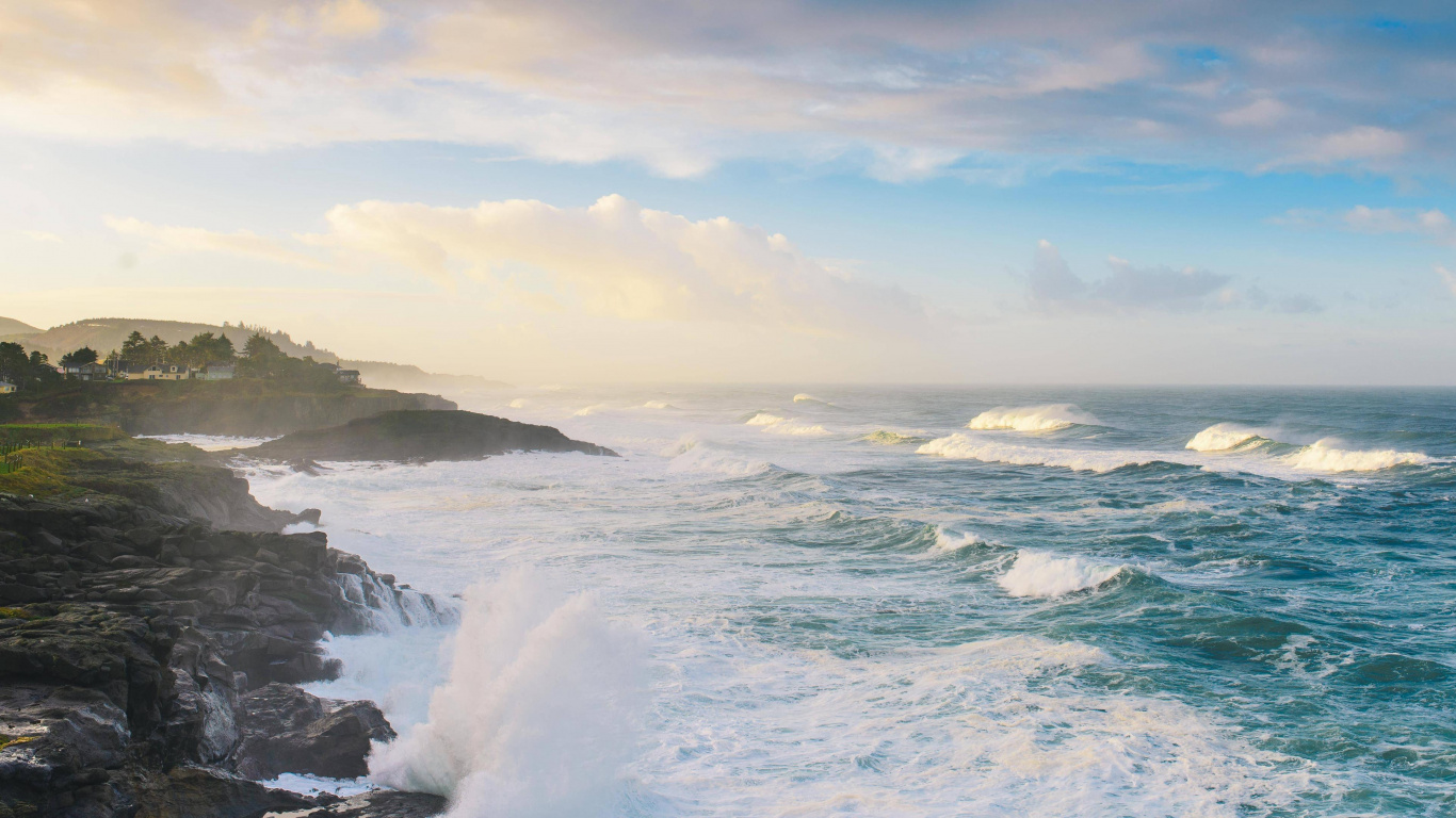 Обои побережье, море, берег, залив, пляж в разрешении 1366x768