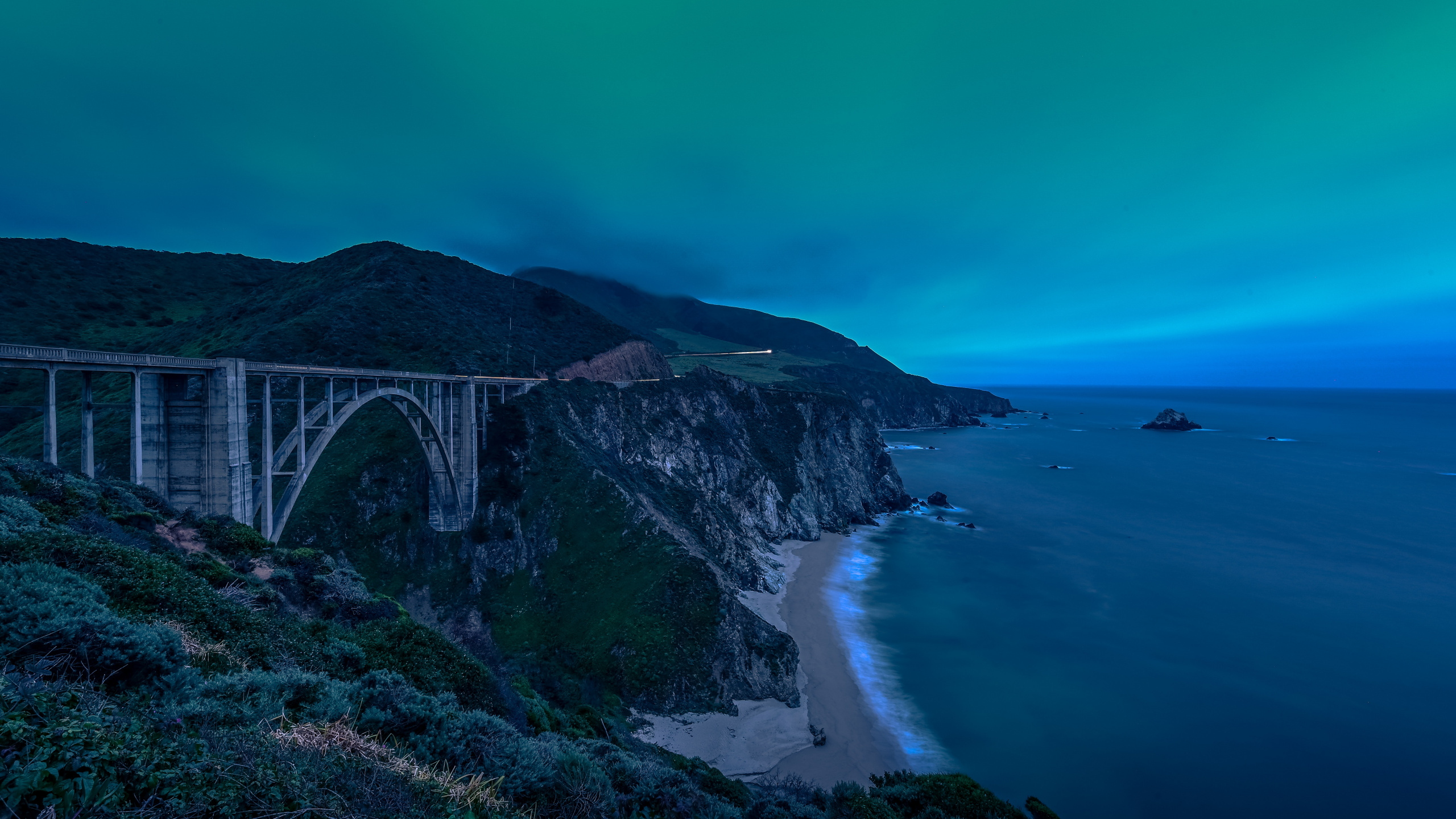Обои мост, синий, природа, море, вода в разрешении 2560x1440