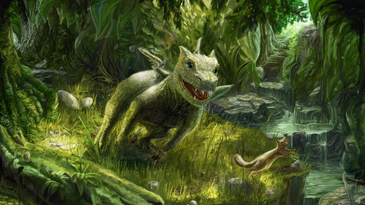 Обои дракон, окружающая среда, джунгли, лес, наземное растение в разрешении 1280x720