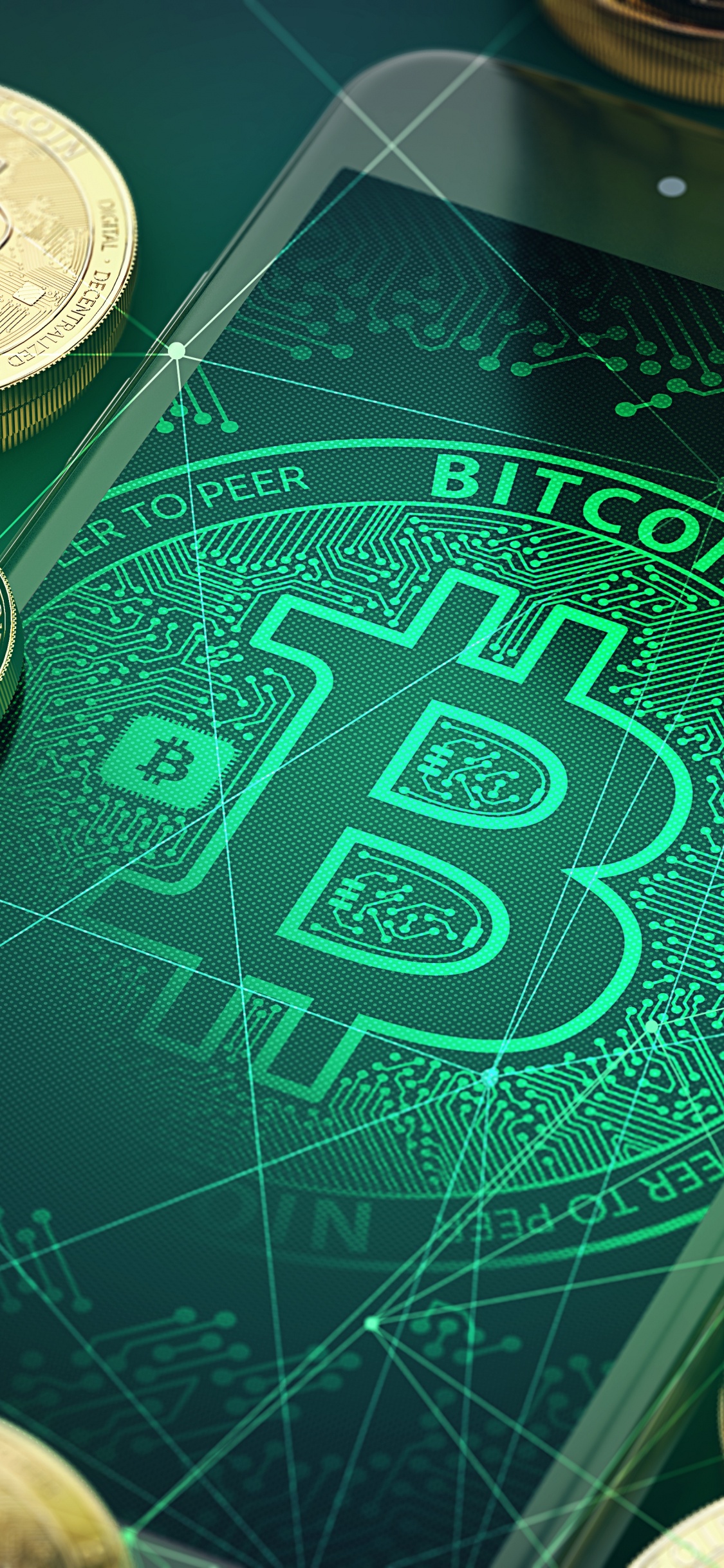Обои биткоин, Криптовалюта, монета, деньги, Валюта в разрешении 1125x2436