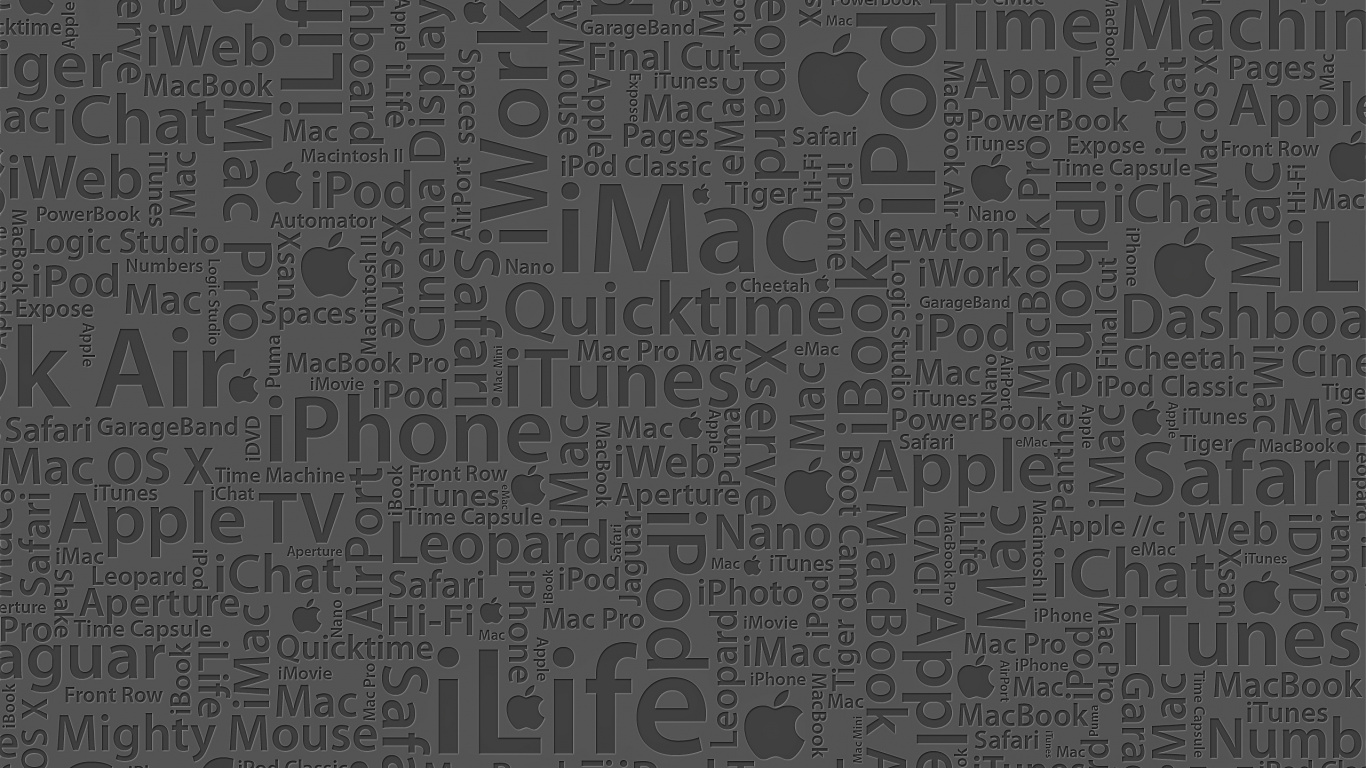 Обои узор, айпод, черный и белый, число, iMac в разрешении 1366x768