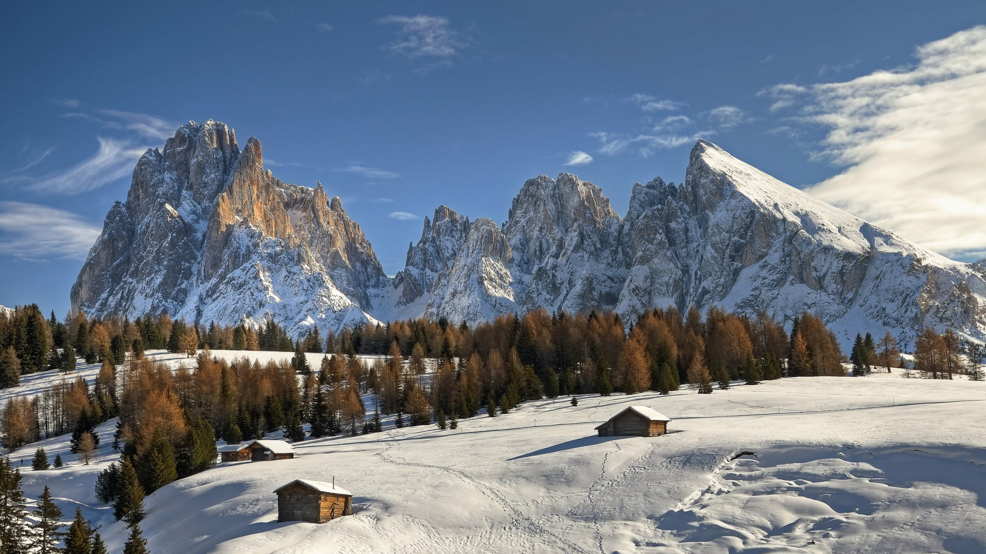 Обои зима, снег, гора, горный рельеф, горный хребет в разрешении 1920x1080