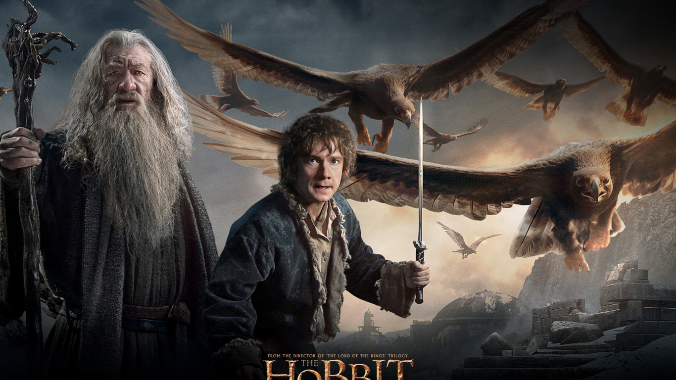 Обои Хоббит Нежданное путешествие, Бильбо Бэггинс, Хоббит, кино, Цифровой композитинг в разрешении 1366x768