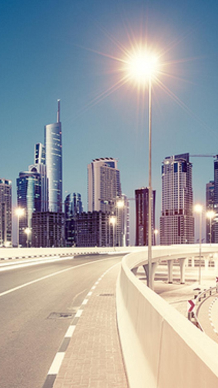 Обои Дубай, магистраль, дорога, город, городской пейзаж в разрешении 720x1280