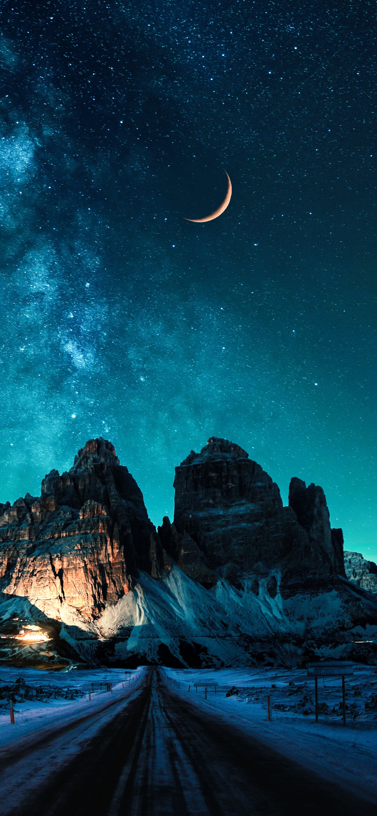 Обои атмосфера, гора, луна, мир, природный ландшафт в разрешении 1242x2688