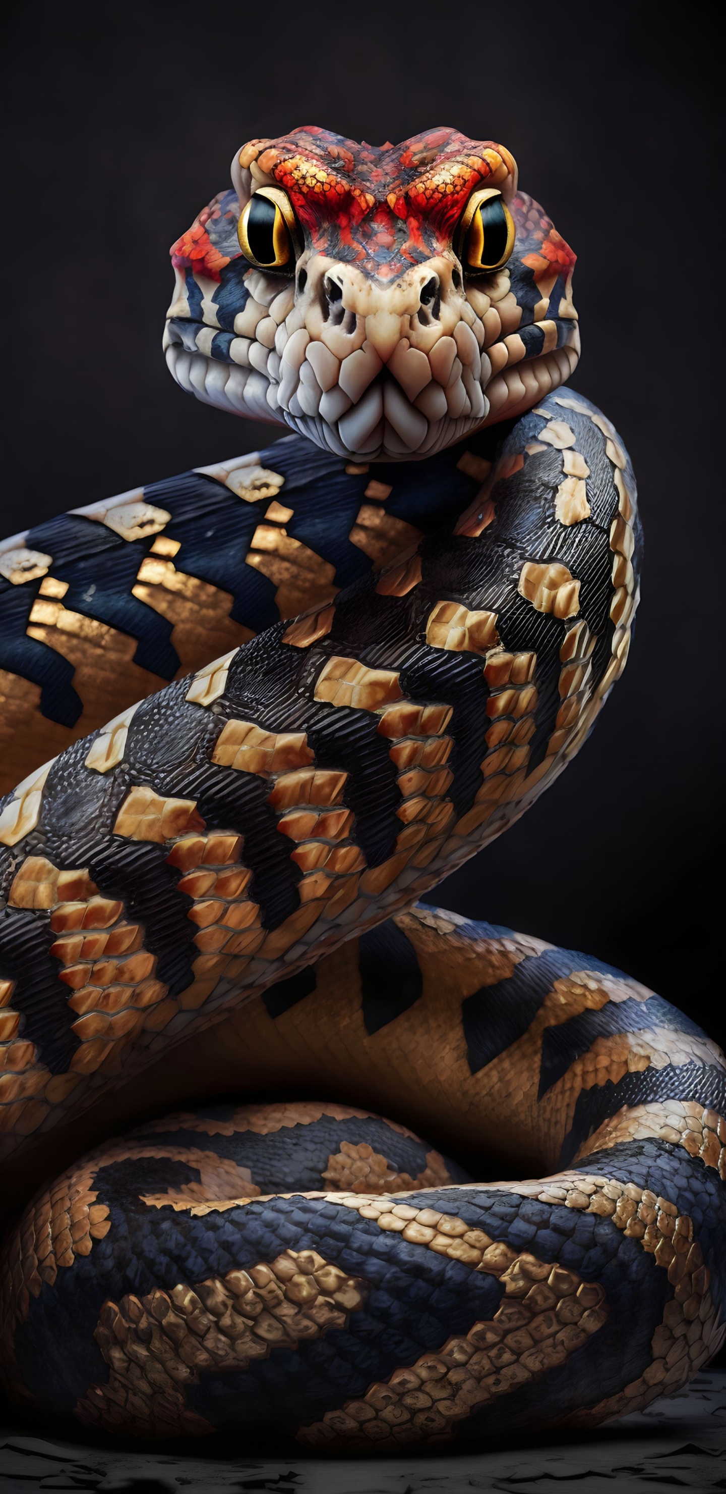 Обои Общие подвязки змея, бычья змея, Королевские змеи, Кукуруза змея, полосатая водяная змея в разрешении 1440x2960