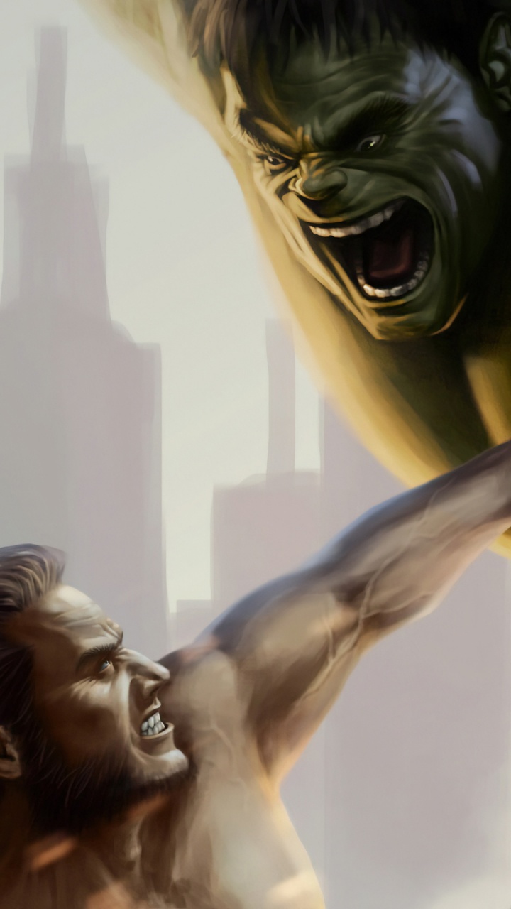 Обои Росомаха, Халк, комиксы Марвел, супергерой, вселенная Marvel в разрешении 720x1280