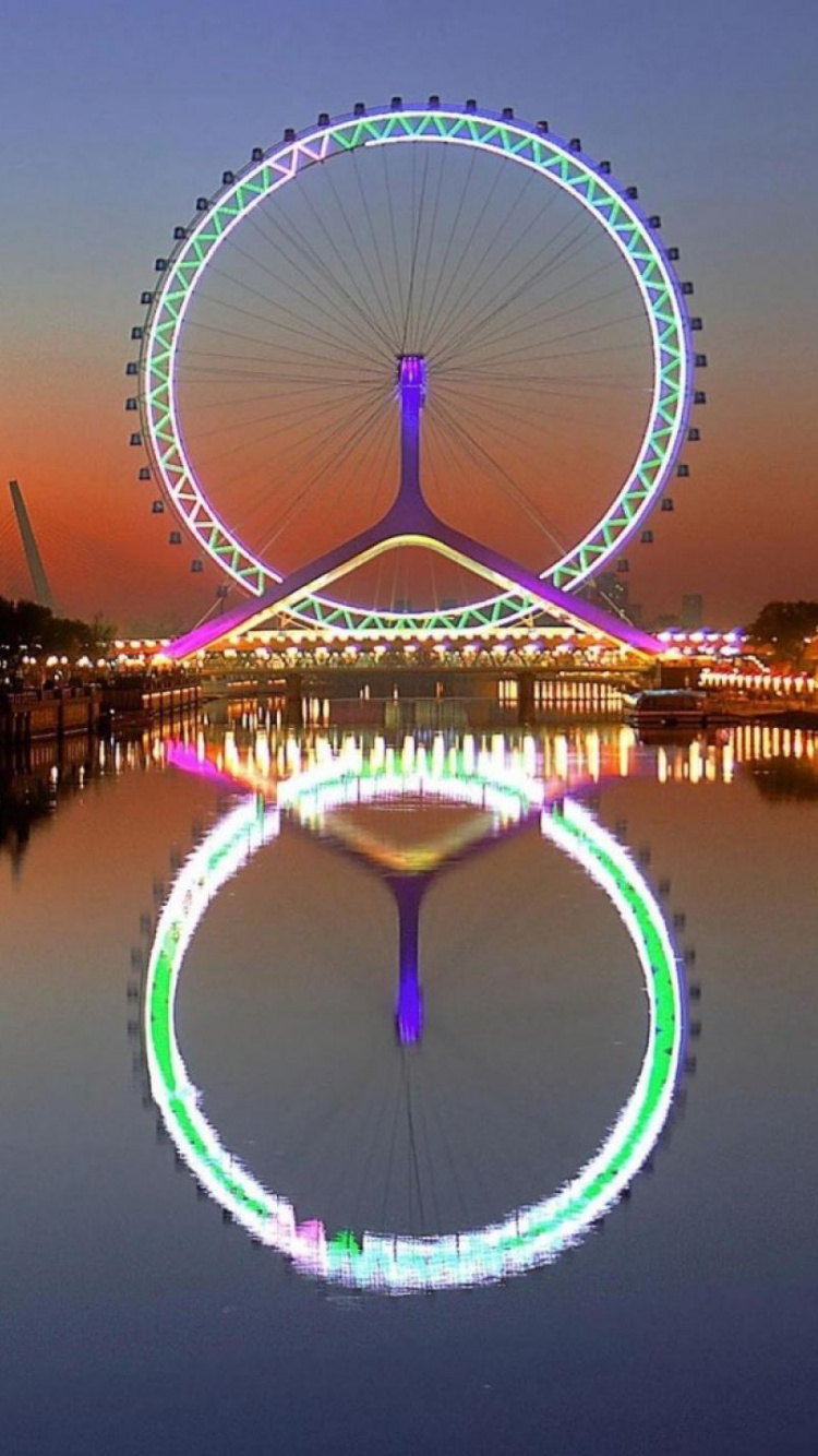 Обои Пекин, отражение, ориентир, свет, достопримечательность в разрешении 750x1334