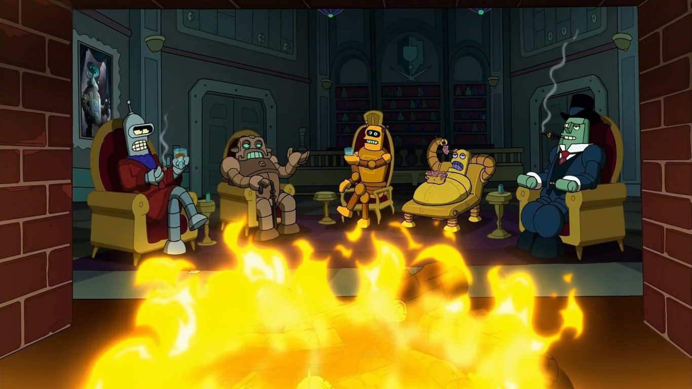 Обои клещи, Филипп Джей Фрай, Лилу, Зойдберг, робот в разрешении 1366x768