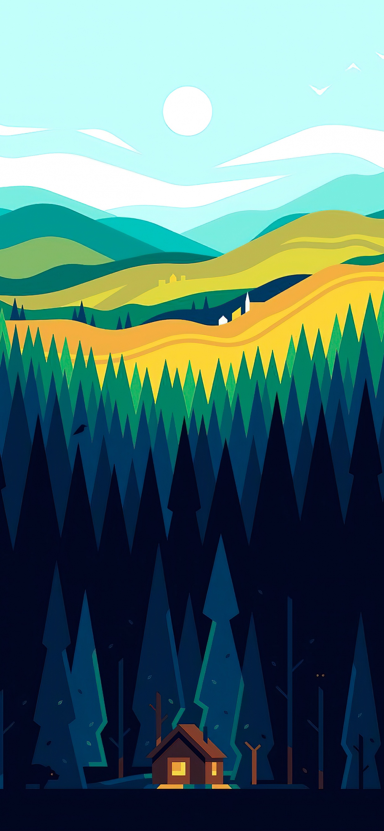 Обои соединять, Люди в природе, склон, линия, арт в разрешении 1242x2688