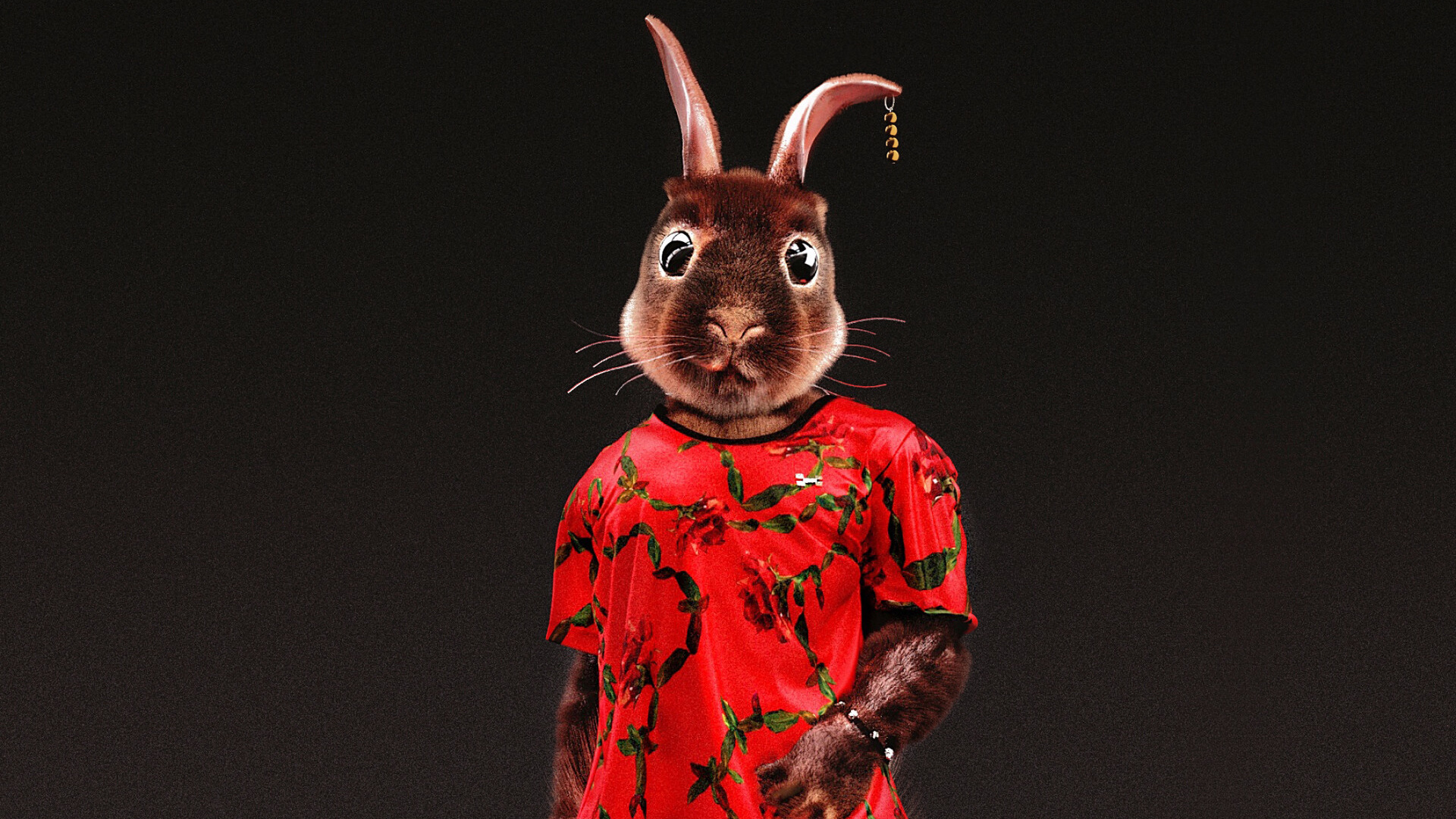 Обои арт, кролик, Кролики и зайцы, костюм, анимация в разрешении 1920x1080