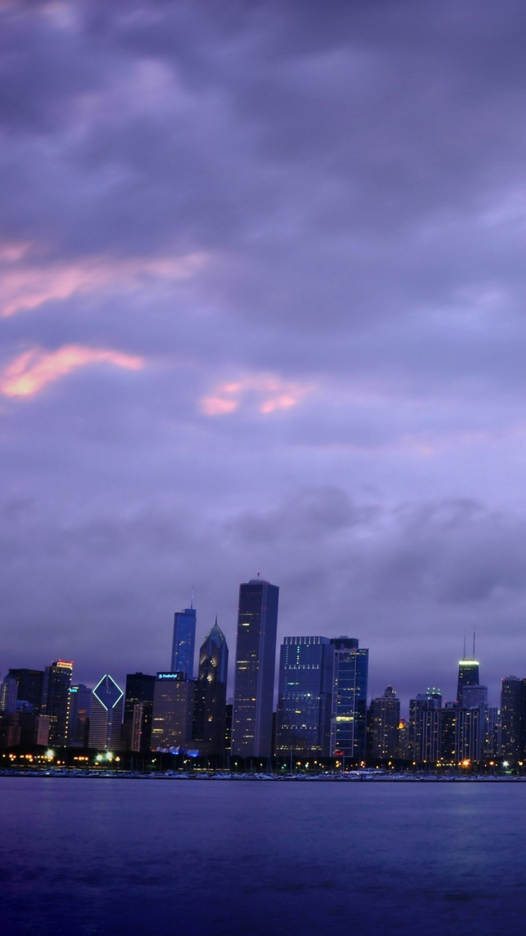 Обои Чикаго, небоскреб, городской пейзаж, город, линия горизонта в разрешении 750x1334