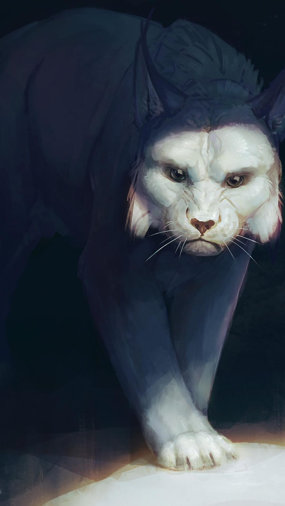 Обои морда, кошачьих, Евразийская рысь, арт, рисование в разрешении 1080x1920