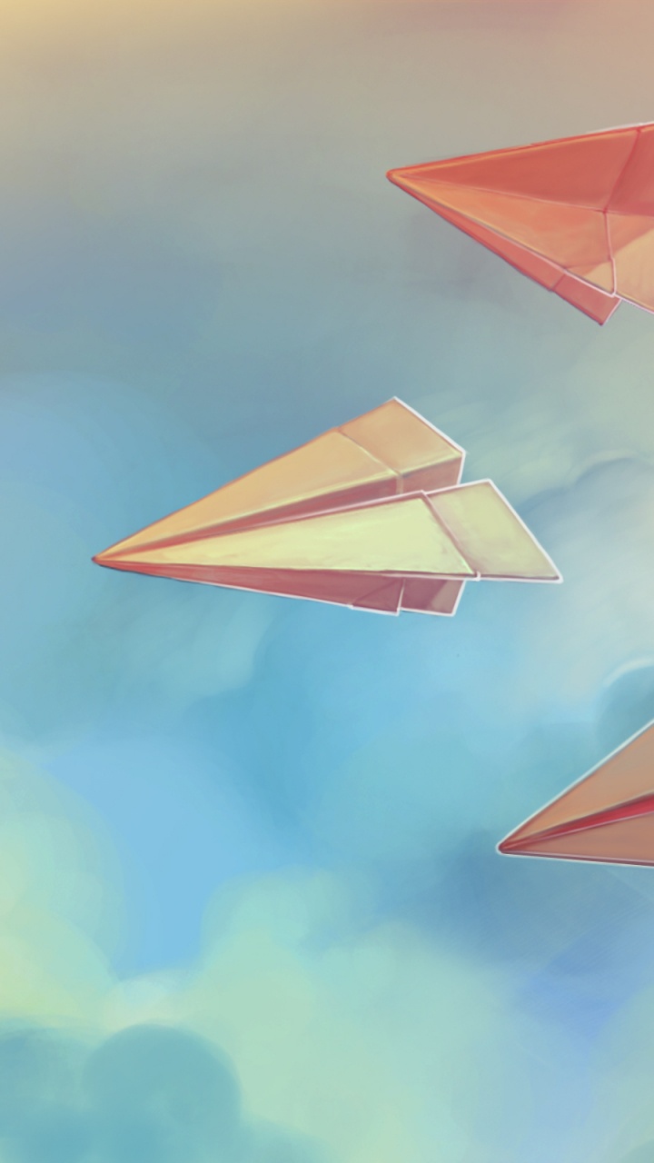 Обои самолет, арт, облако, розовый, треугольник в разрешении 720x1280