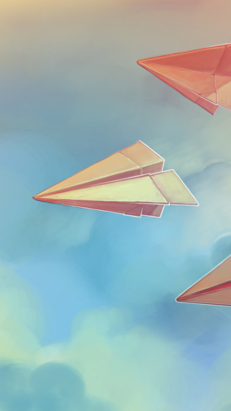 Обои самолет, арт, облако, розовый, треугольник в разрешении 750x1334