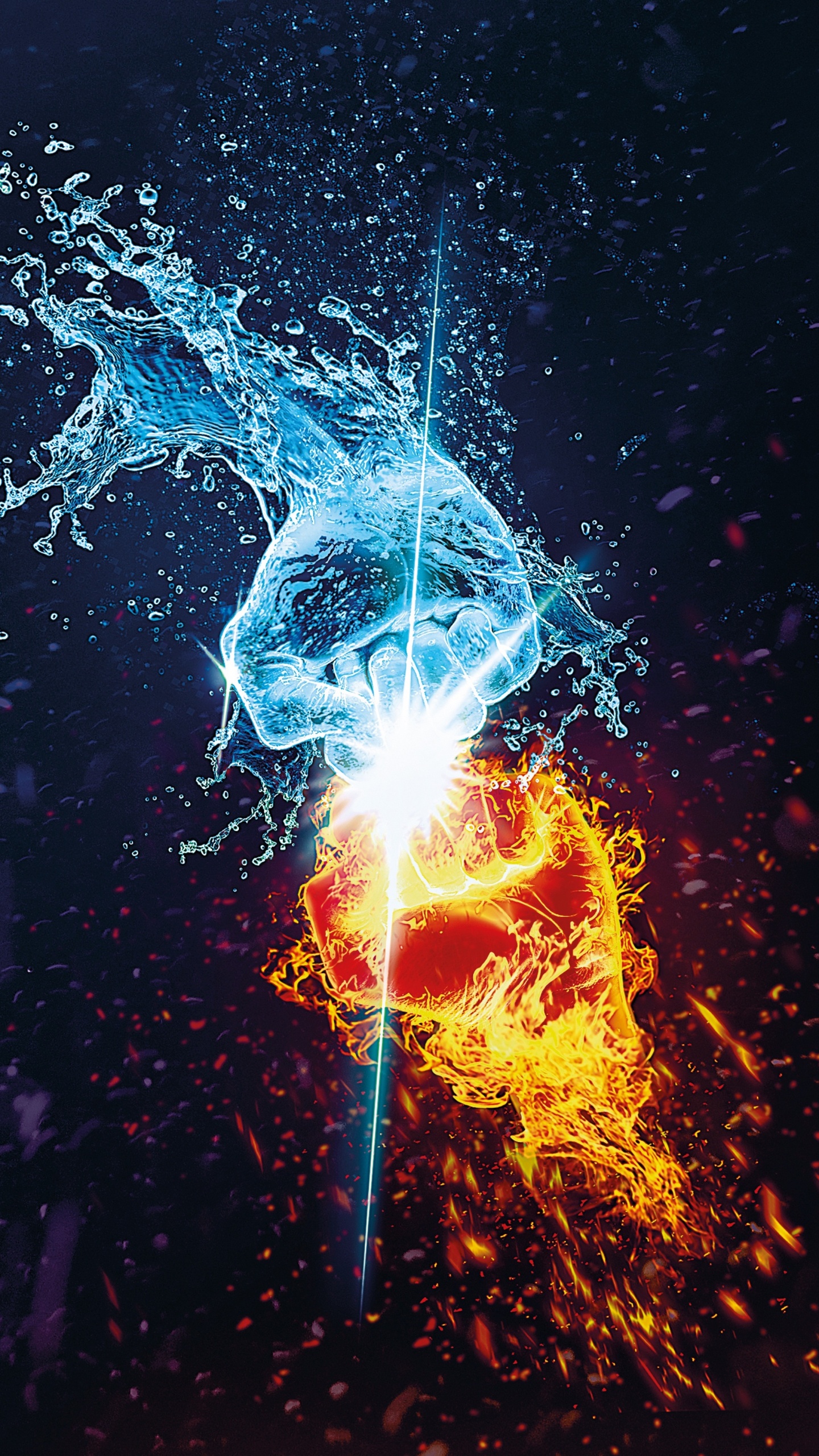 Обои арт, вода, электрик, космос, ночь в разрешении 1440x2560