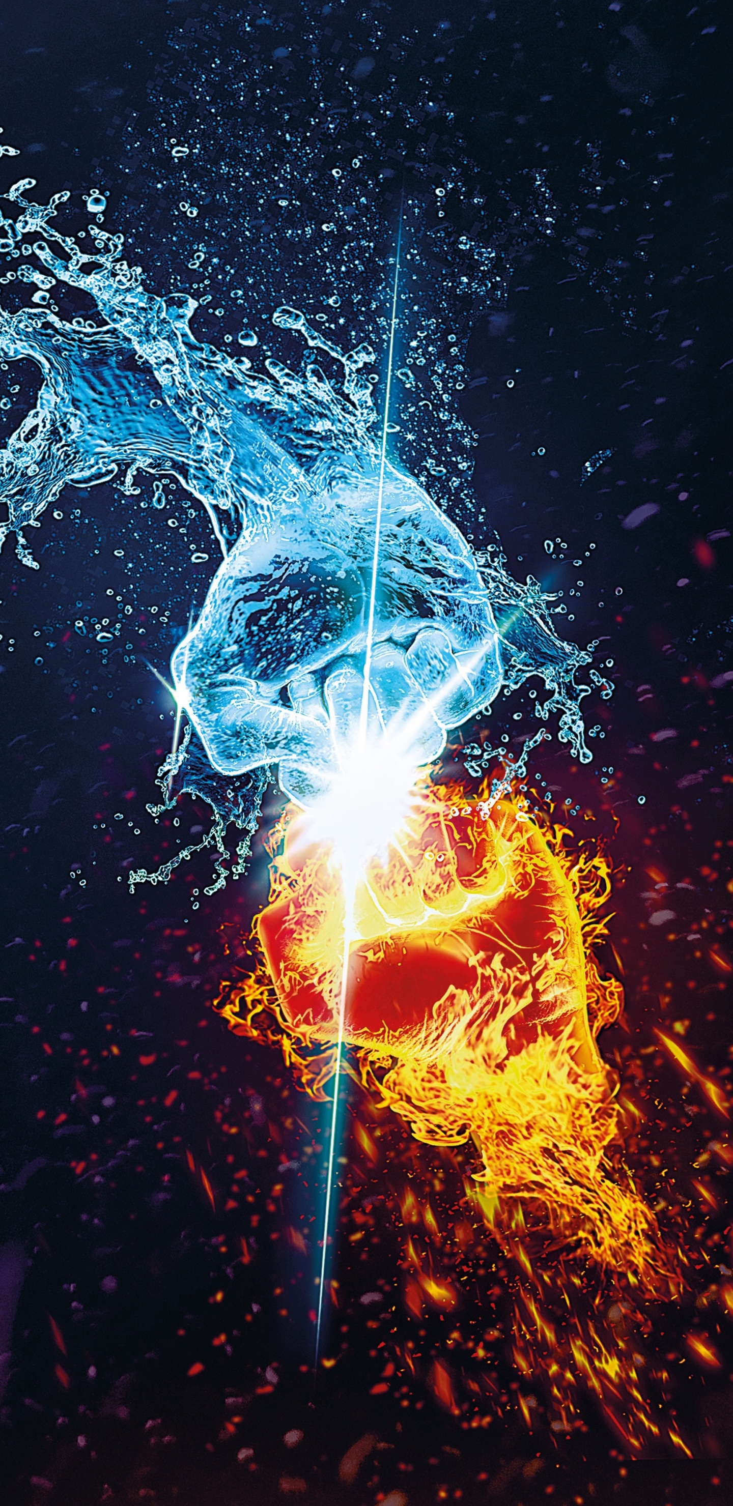 Обои арт, вода, электрик, космос, ночь в разрешении 1440x2960