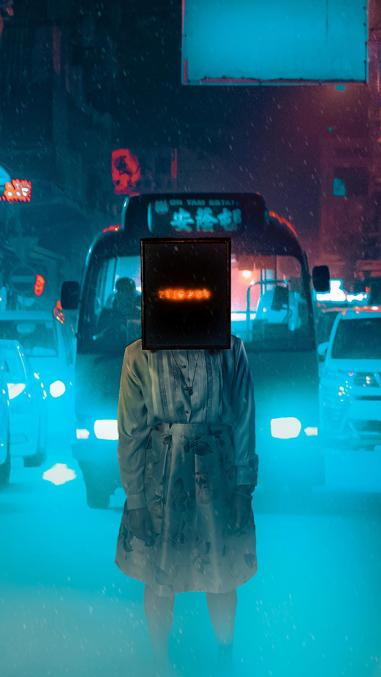 Обои синий, свет, снимок, автомобильное освещение, ночь в разрешении 750x1334