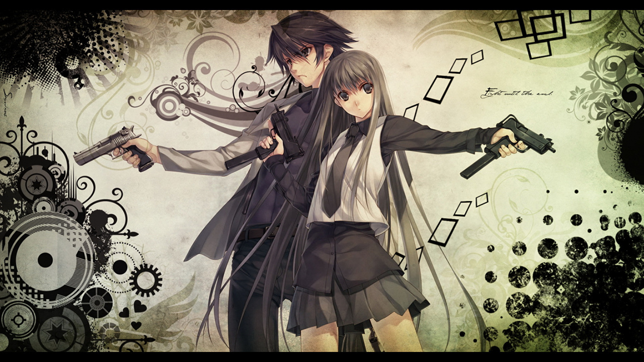 Обои аниме, Девушки с оружием, арт, иллюстрация, графический дизайн в разрешении 1280x720