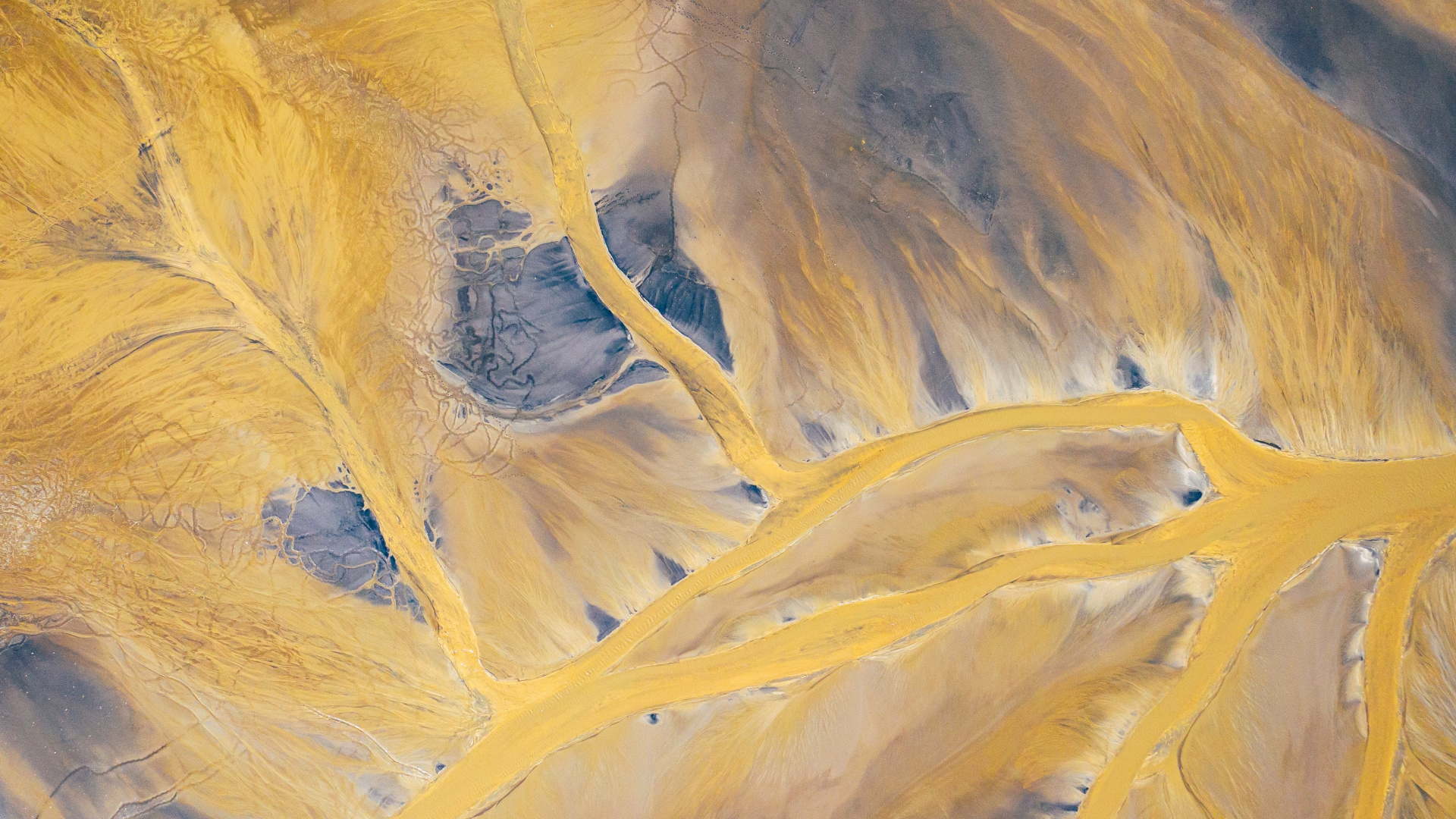 Обои живопись, арт, желтый, акриловая краска, перо в разрешении 1920x1080