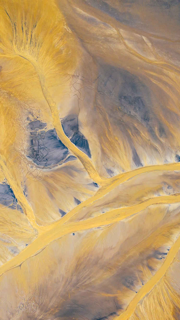 Обои живопись, арт, желтый, акриловая краска, перо в разрешении 750x1334