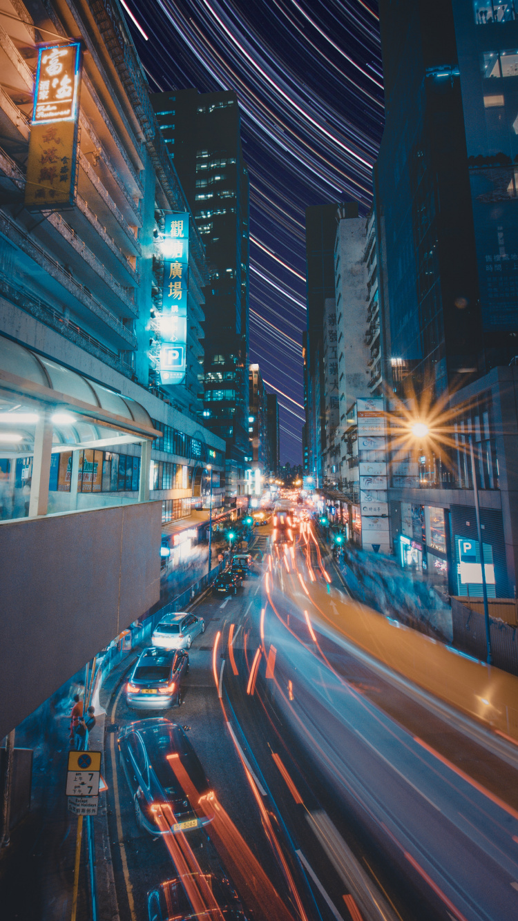 Обои здание, автомобильное освещение, небоскреб, инфраструктура, электричество в разрешении 750x1334