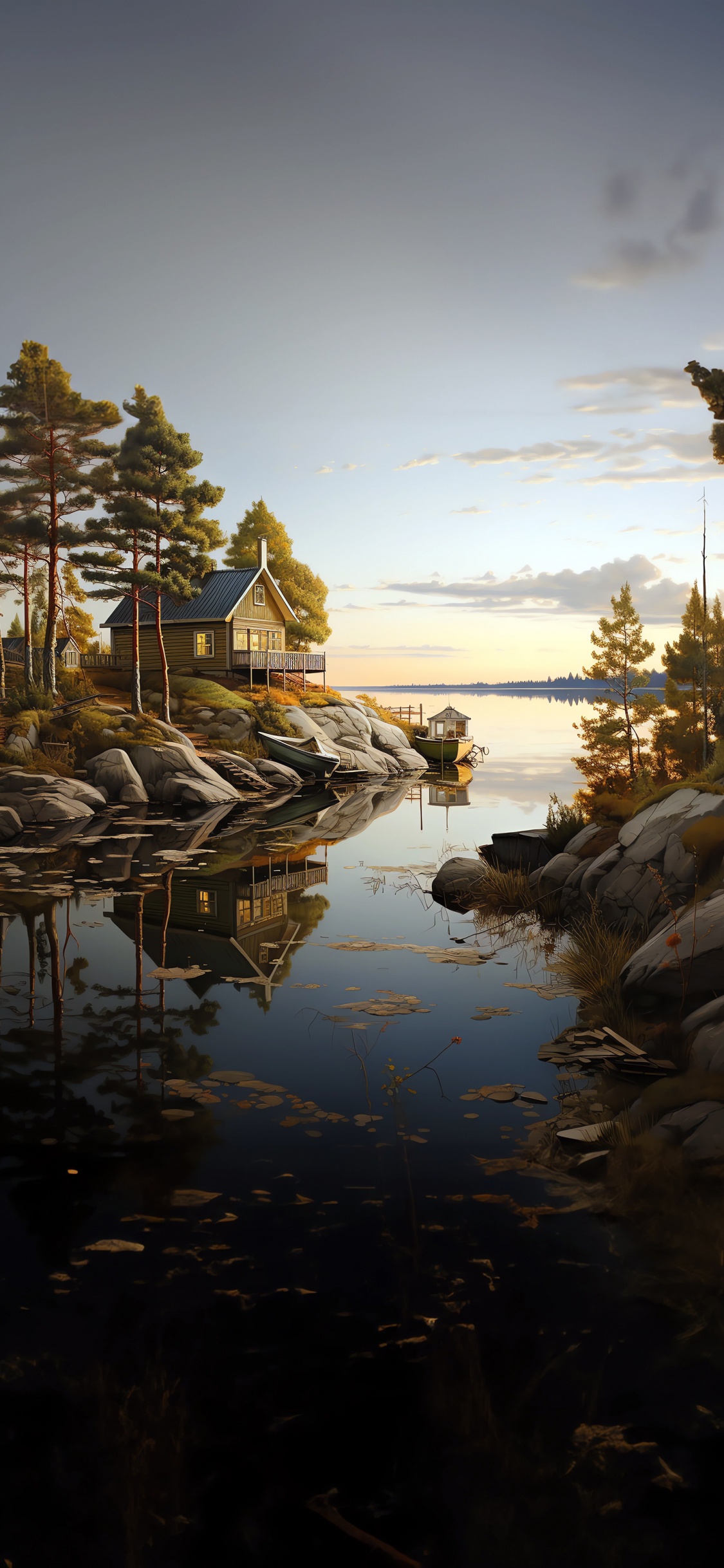 Обои дерево, вода, облако, гидроресурсы, природный ландшафт в разрешении 1125x2436