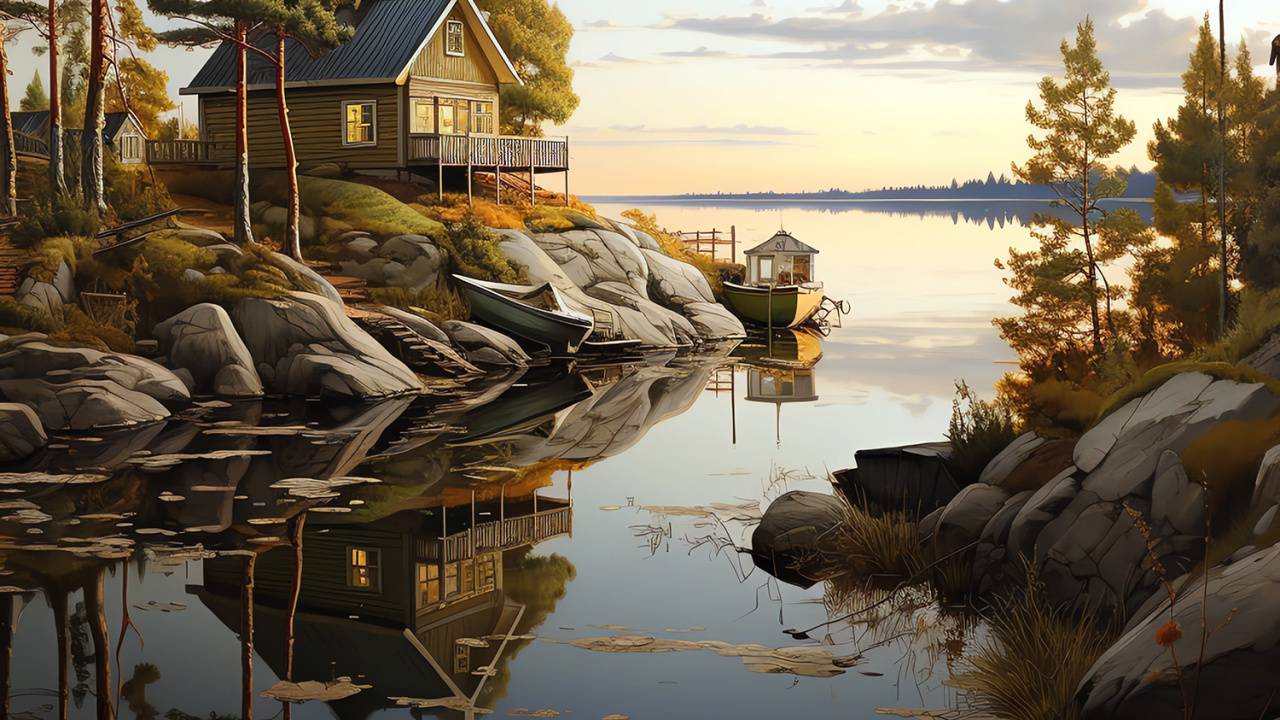 Обои дерево, вода, облако, гидроресурсы, природный ландшафт в разрешении 1280x720