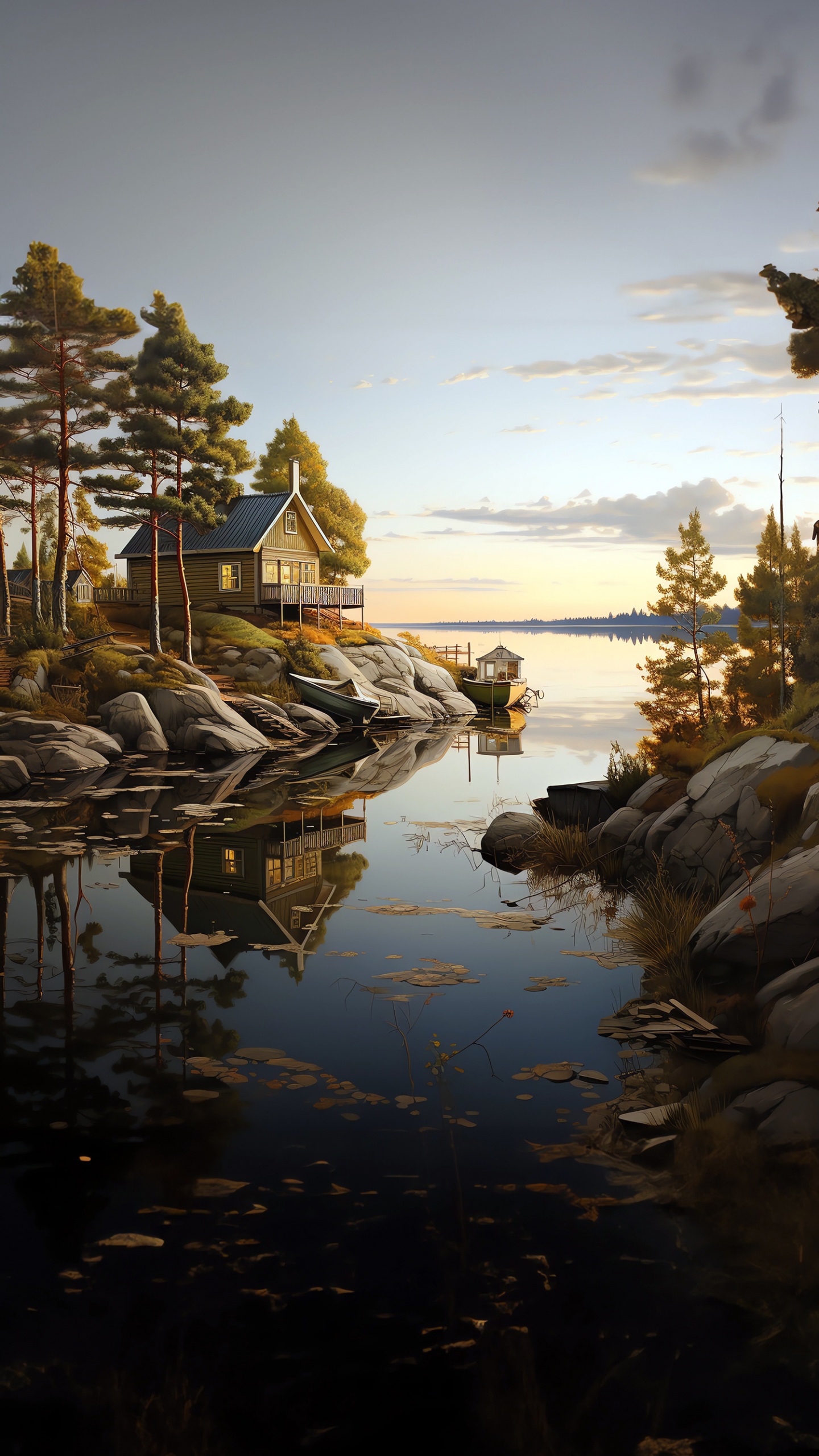 Обои дерево, вода, облако, гидроресурсы, природный ландшафт в разрешении 1440x2560