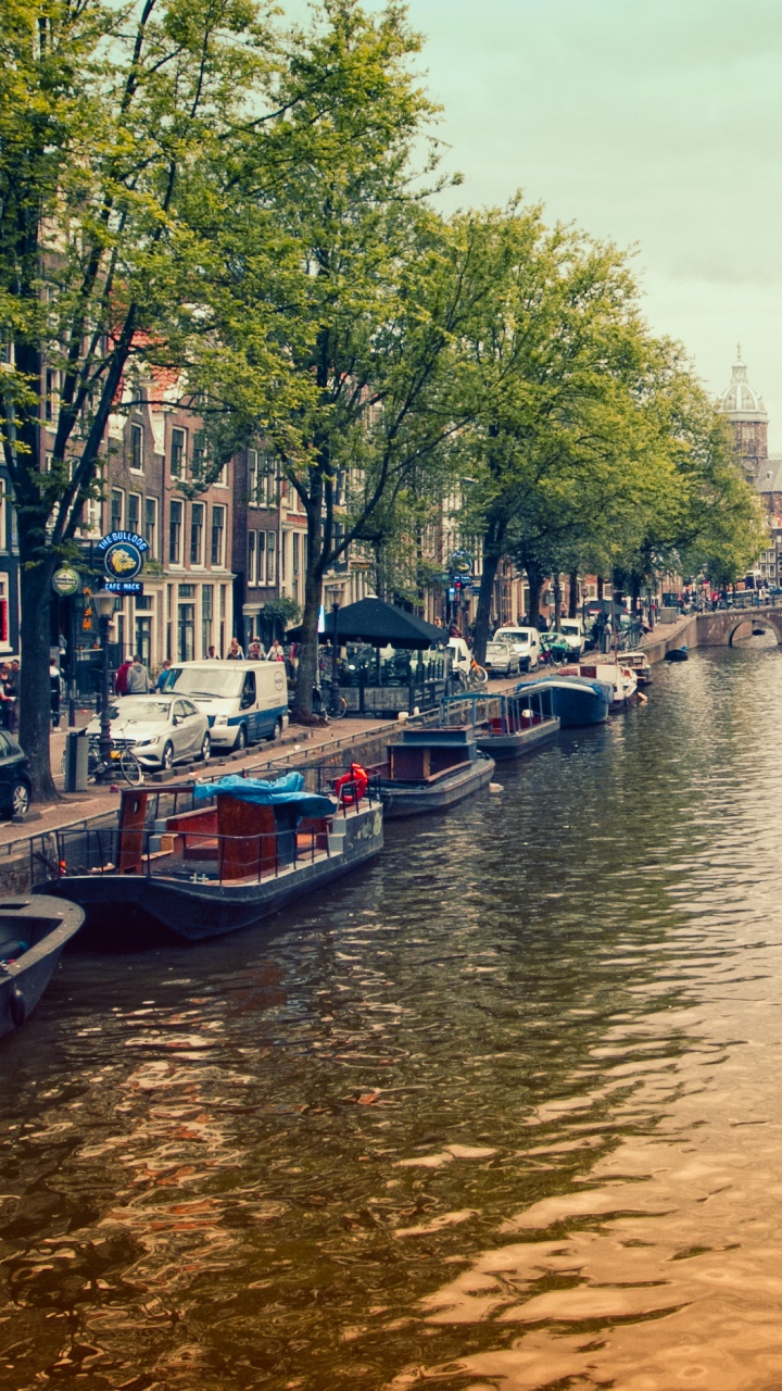 Обои канал, водный путь, водоем, вода, городок в разрешении 720x1280