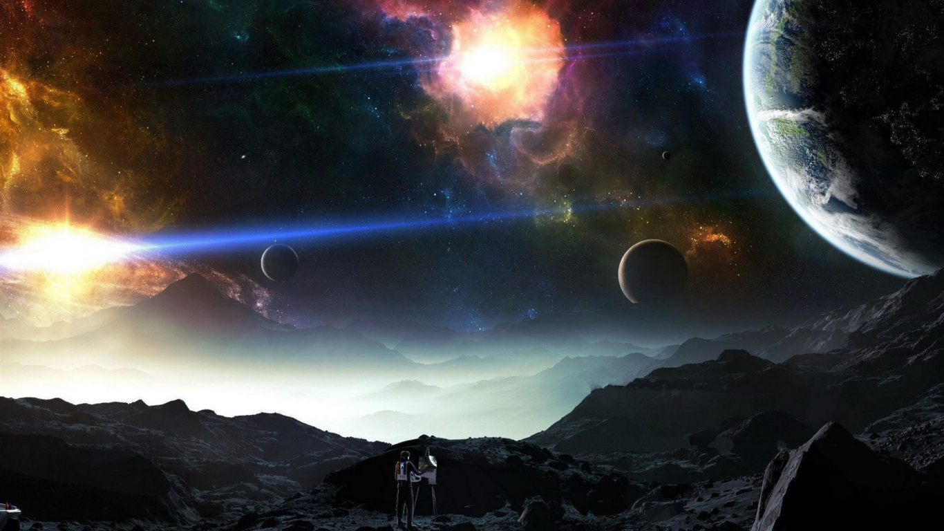 Обои земля, космос, космическое пространство, астрономический объект, атмосфера в разрешении 1366x768