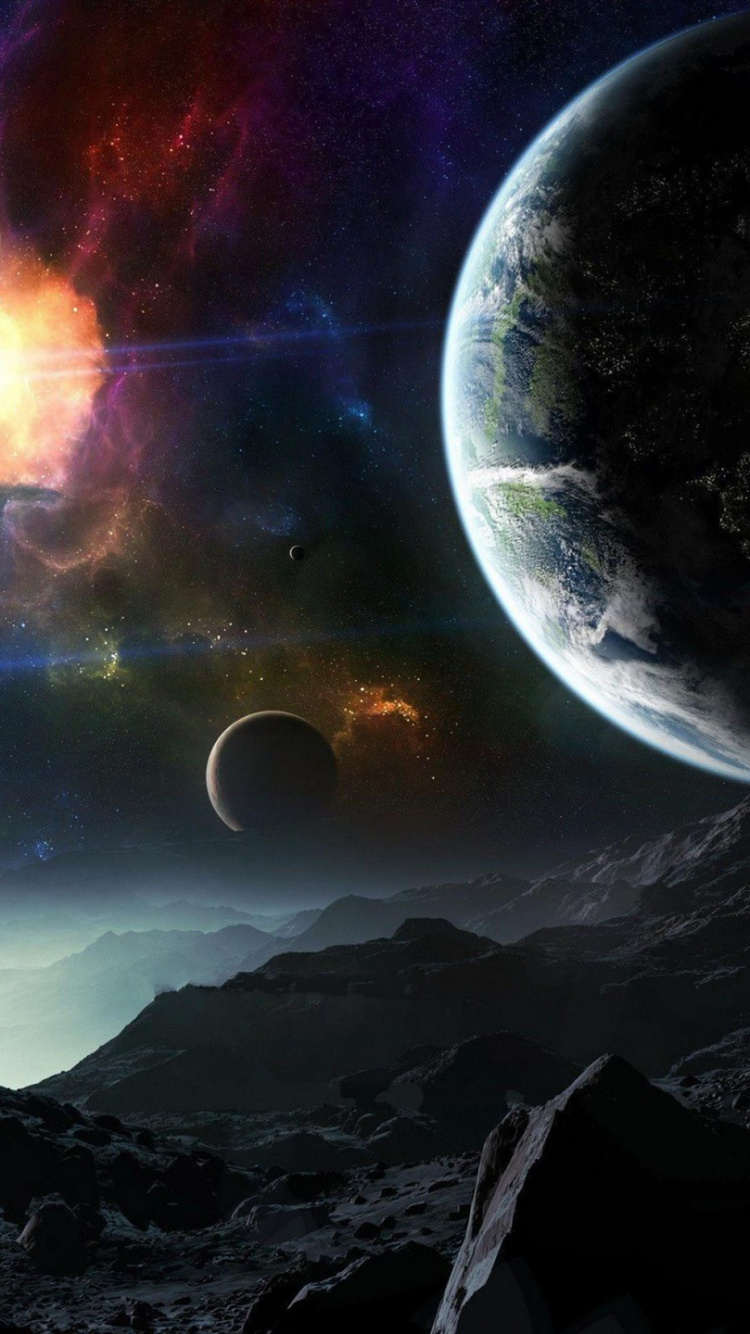 Обои земля, космос, космическое пространство, астрономический объект, атмосфера в разрешении 750x1334