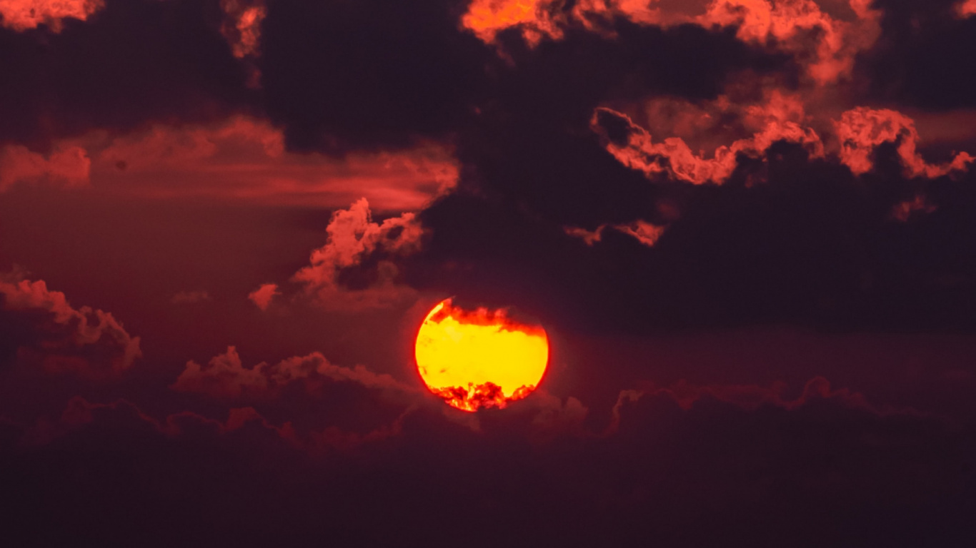 Обои сумерки закат, закат, сумрак, облако, атмосфера в разрешении 1366x768