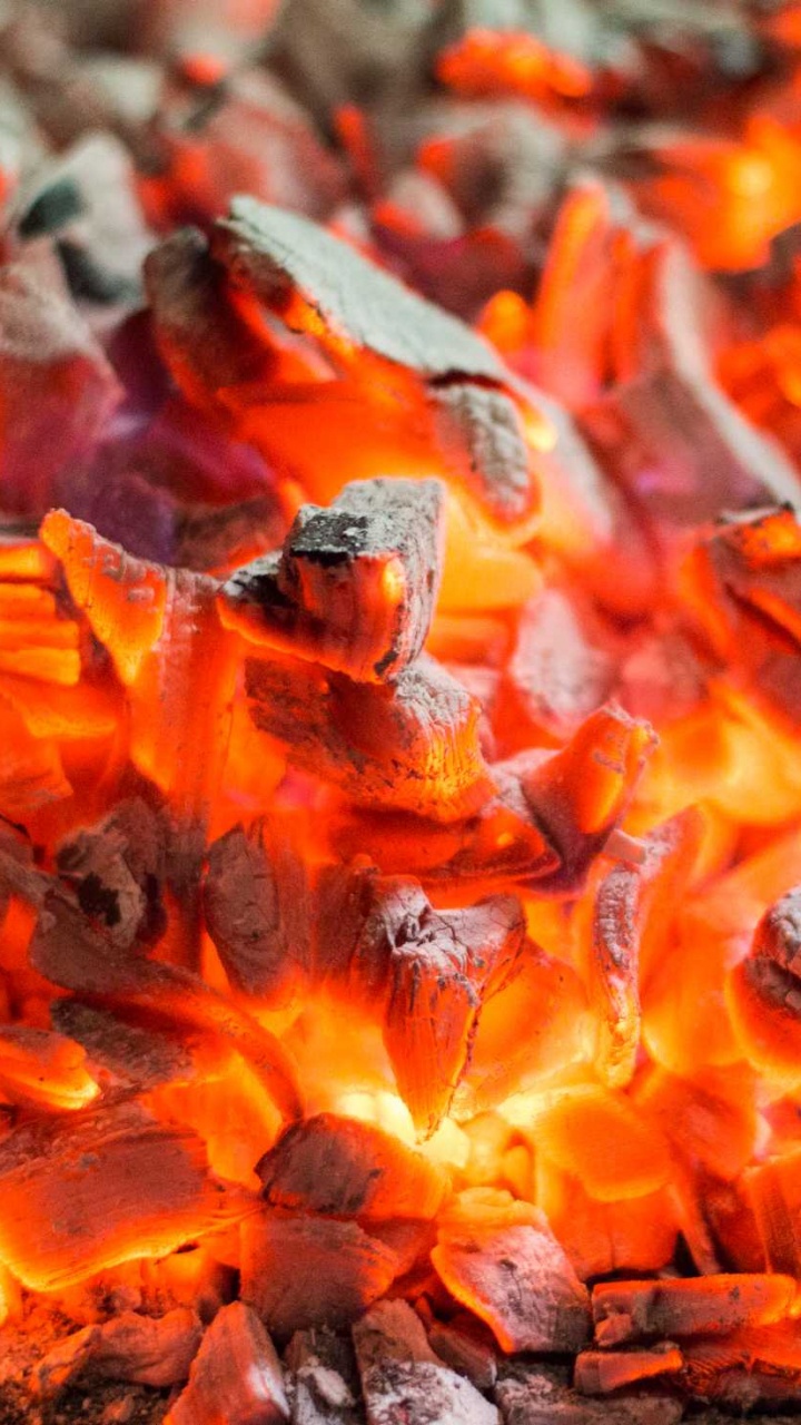 Обои пламя, огонь, Апельсин, сгорание, уголь в разрешении 720x1280