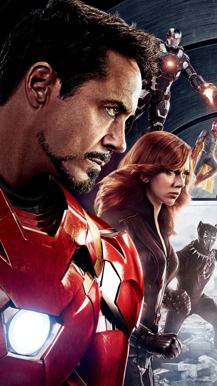 Обои Капитан Америка Гражданская Война, Железный человек, Капитан Америка, боевик, Мстители: Война бесконечности в разрешении 750x1334