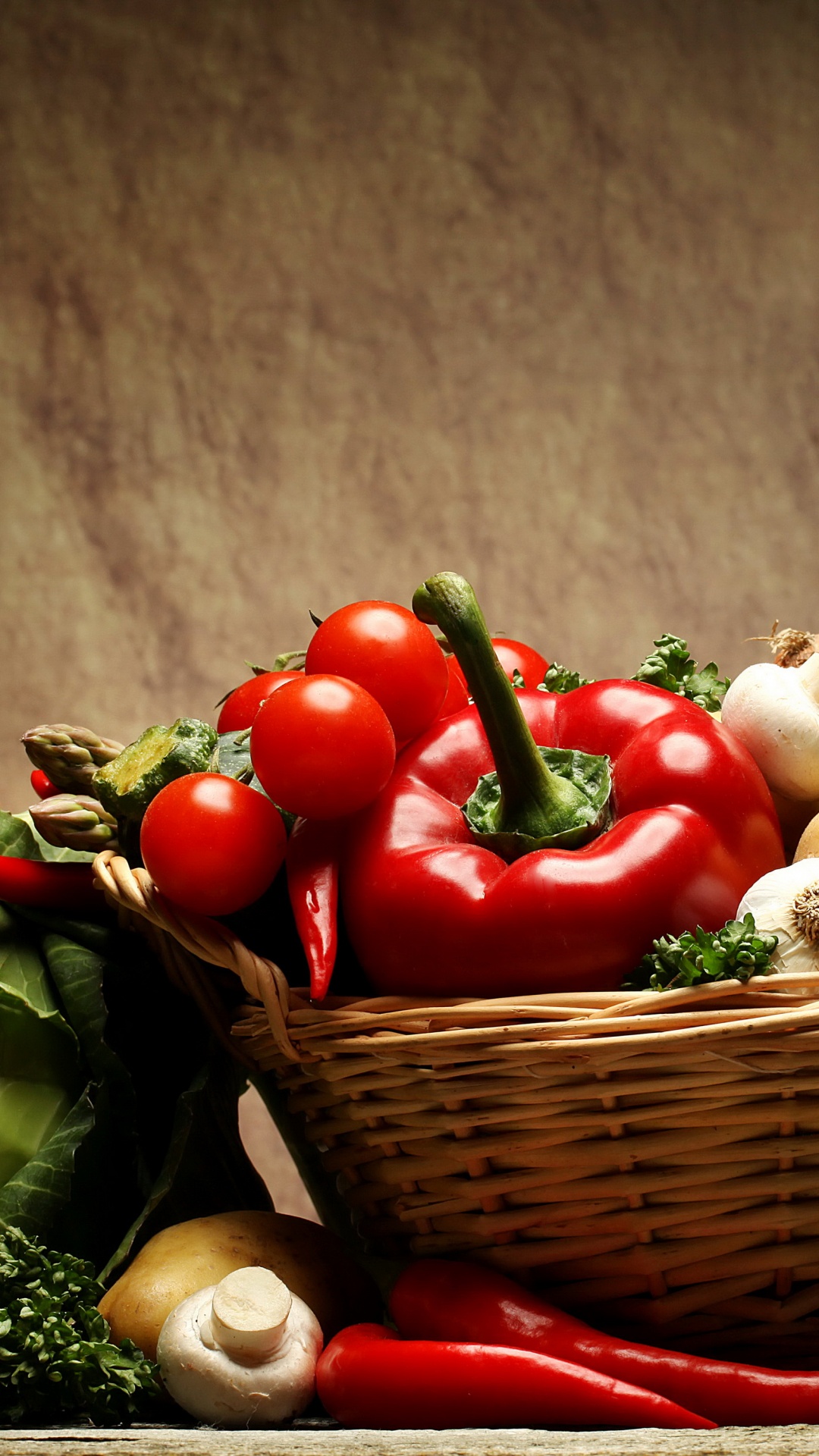 Обои овощ, вегетарианская кухня, природные продукты, натюрморт, пища в разрешении 1080x1920