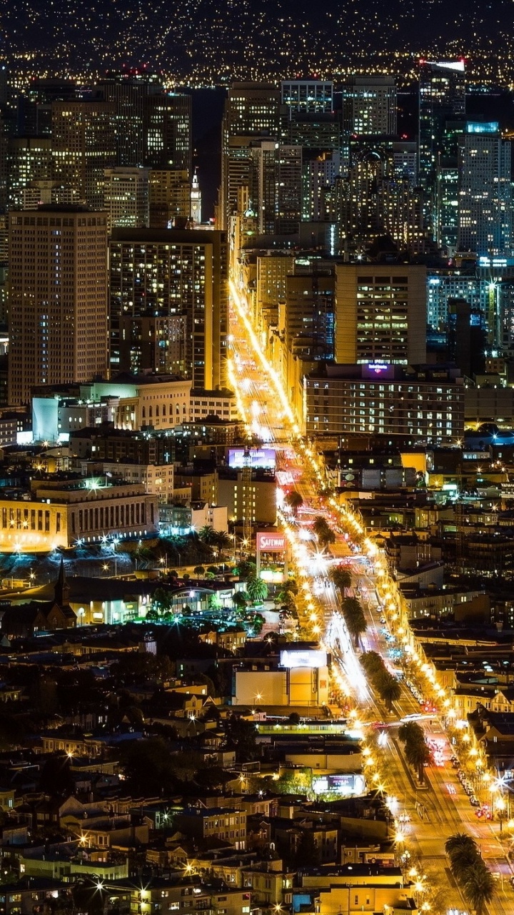 Обои городской пейзаж, город, городской район, метрополия, ночь в разрешении 720x1280