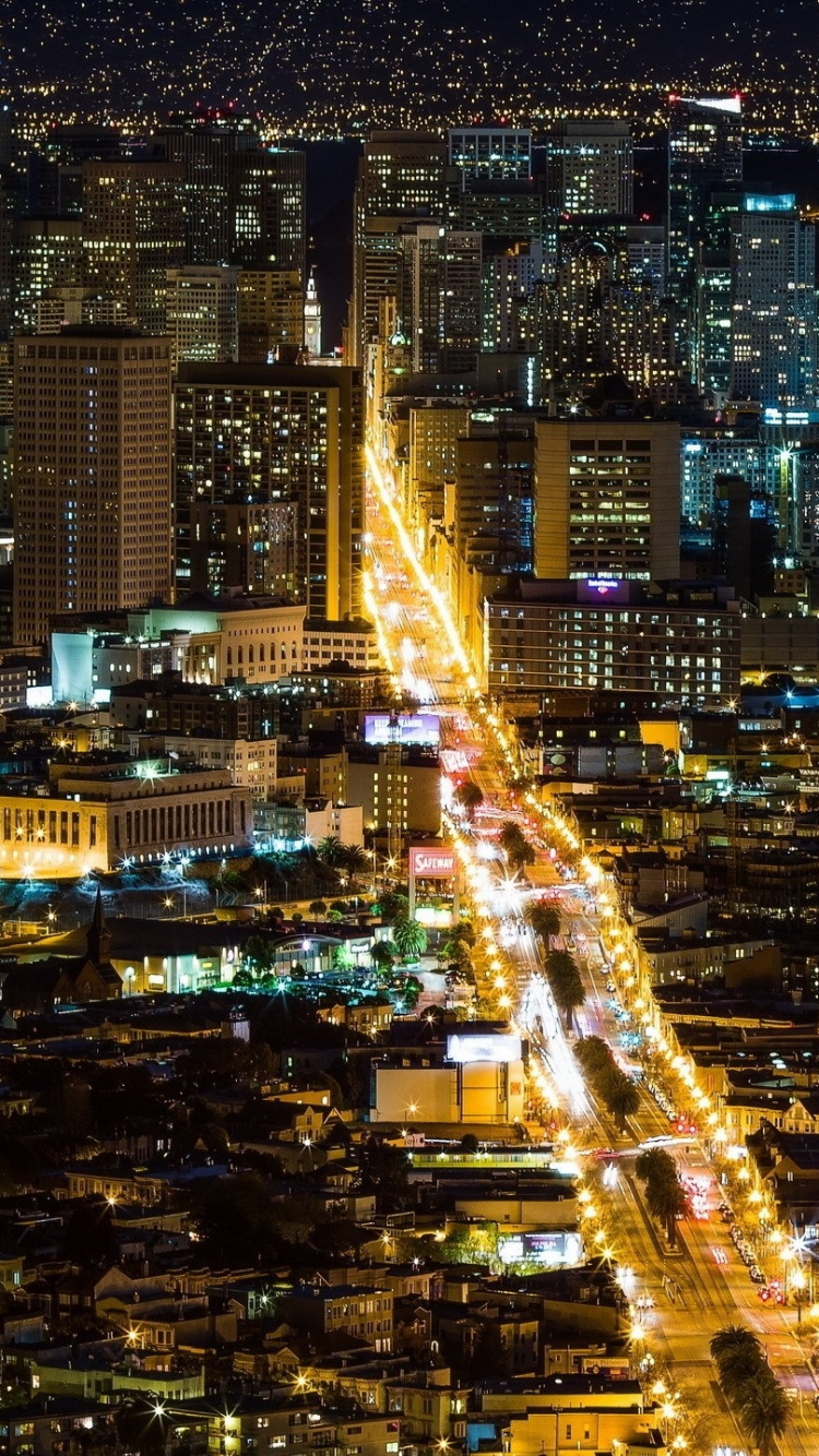 Обои городской пейзаж, город, городской район, метрополия, ночь в разрешении 750x1334