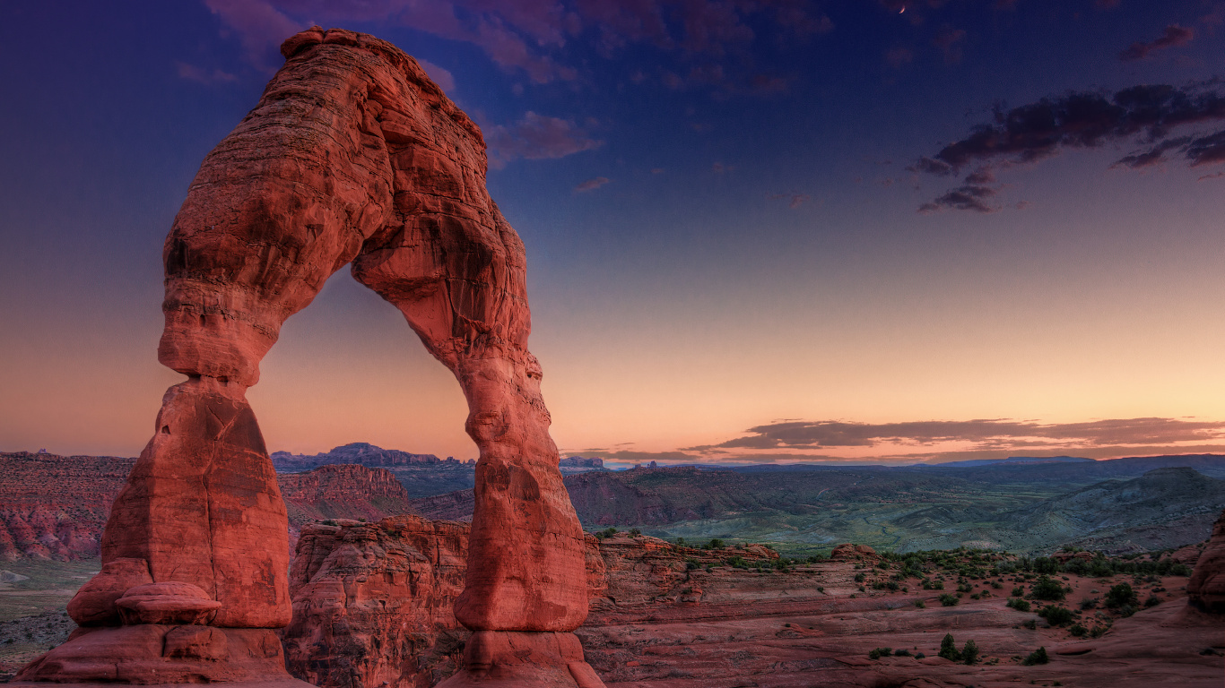 Обои Моав, Деликатная арка, Арка Меса, национальный парк, естественная арка в разрешении 1366x768