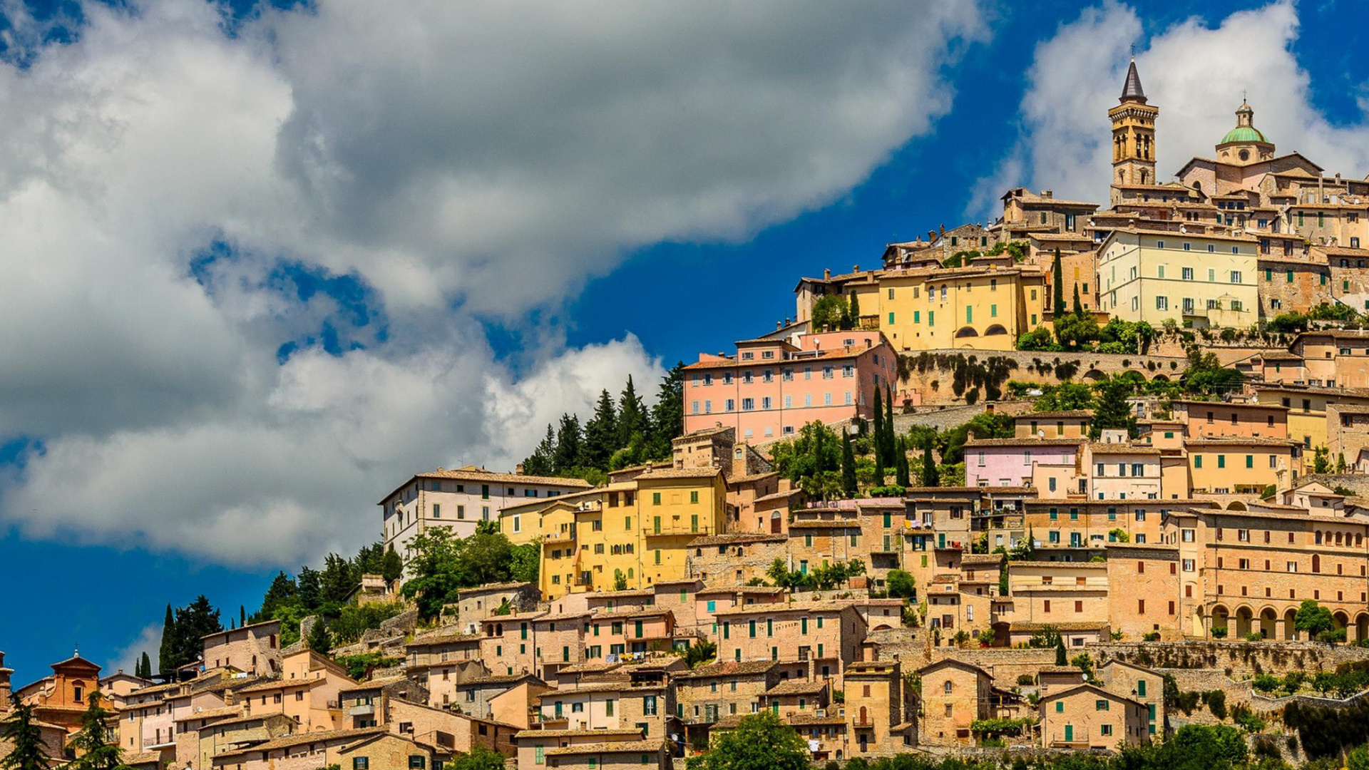 Обои фонтан Треви, городок, облако, ориентир, город в разрешении 1920x1080