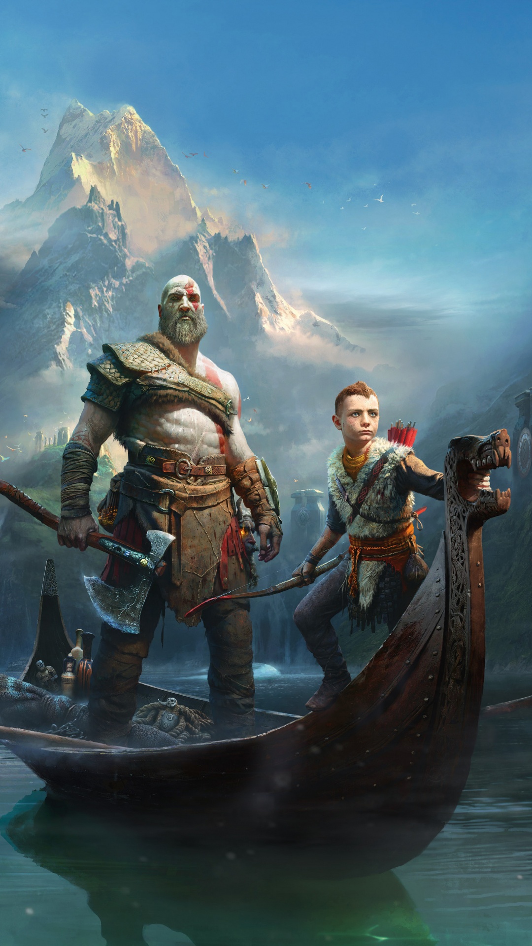 Обои god of war, кратос, playstation 4, приключенческая игра, компьютерная игра в разрешении 1080x1920