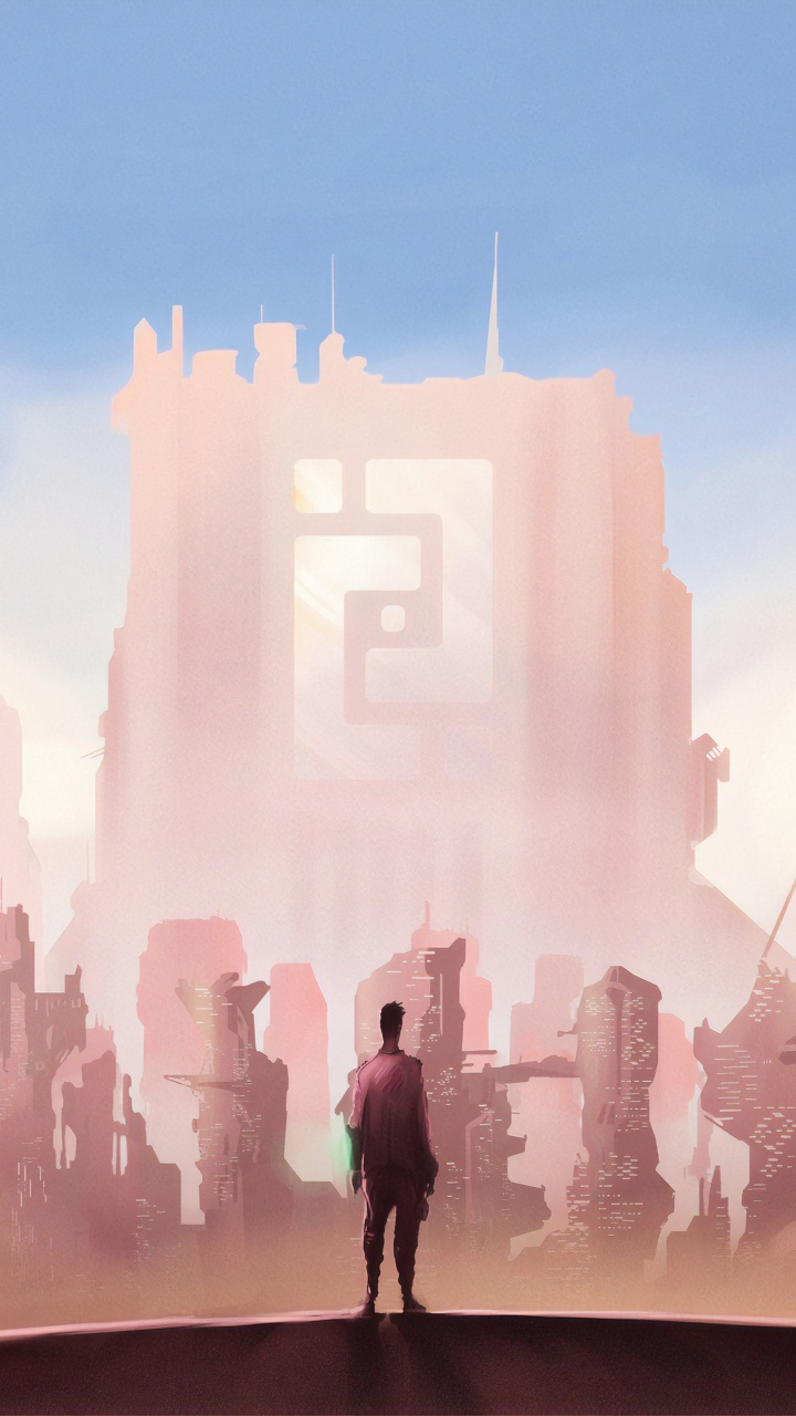 Обои иллюстрация, город, арт, мир, анимация в разрешении 720x1280