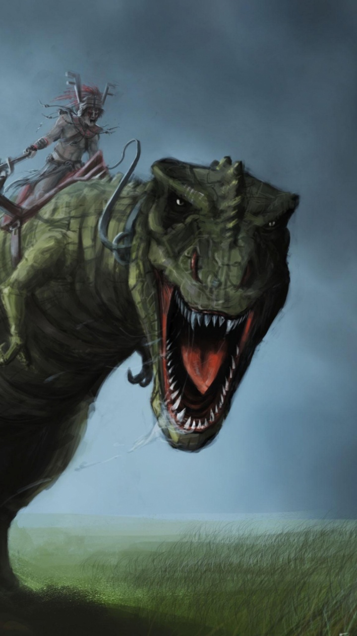 Обои дракон, всадник, облако, создание оружия, дерево в разрешении 720x1280