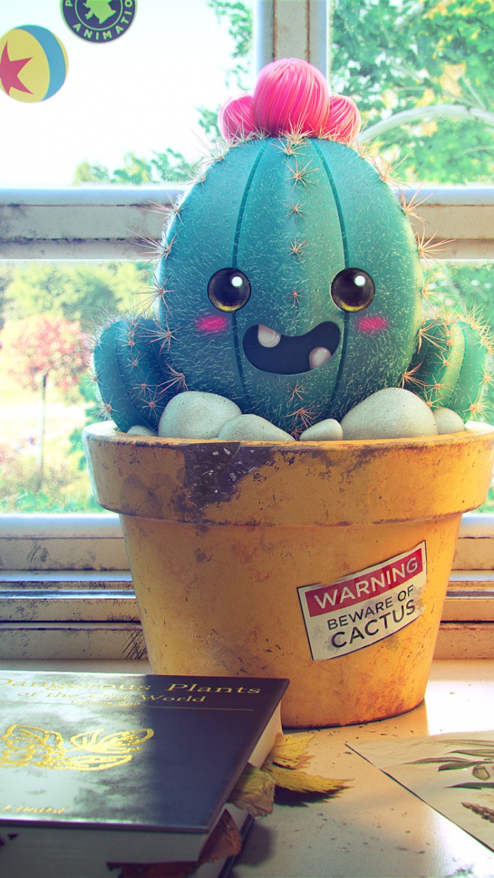 Обои 3d кактус обои, кактус, растение, зеленый, синий в разрешении 720x1280