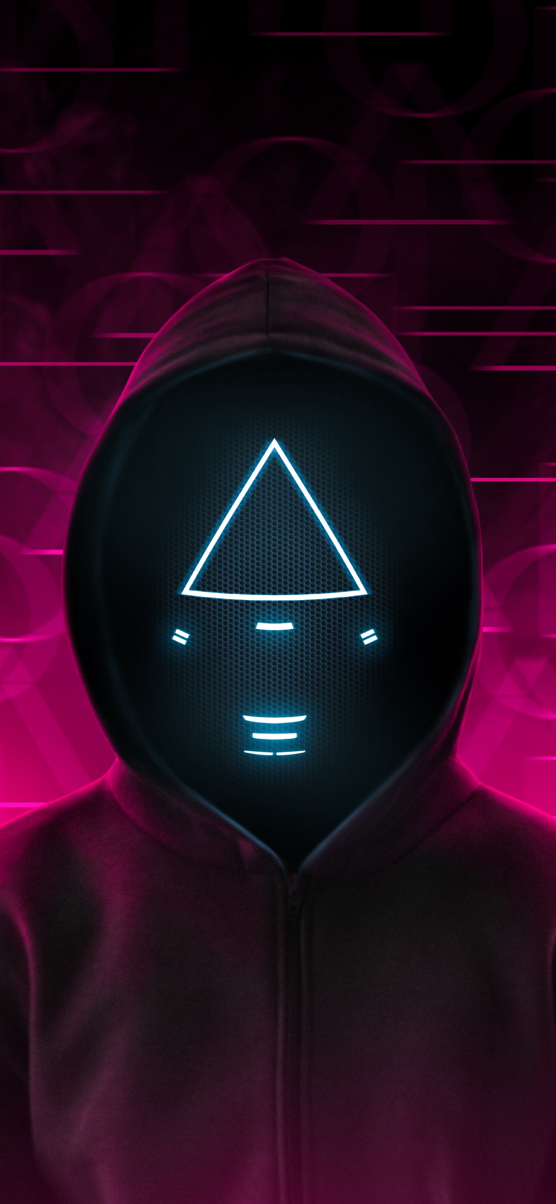 Обои игра в кальмара, рукав, пурпур, электрик, симметрия в разрешении 1125x2436