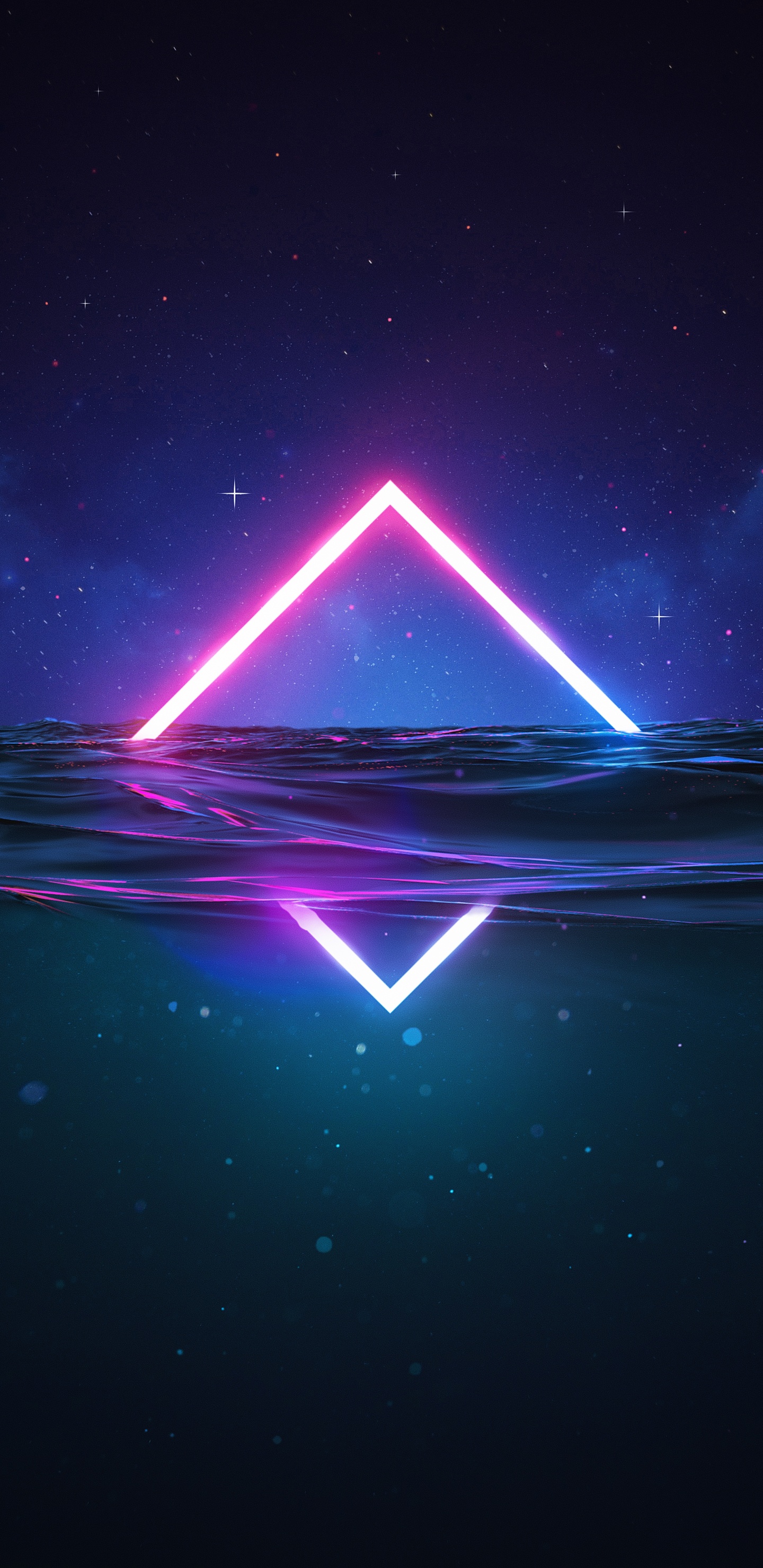 Обои неоновая вода, вода, свет, земля, неоновое освещение в разрешении 1440x2960