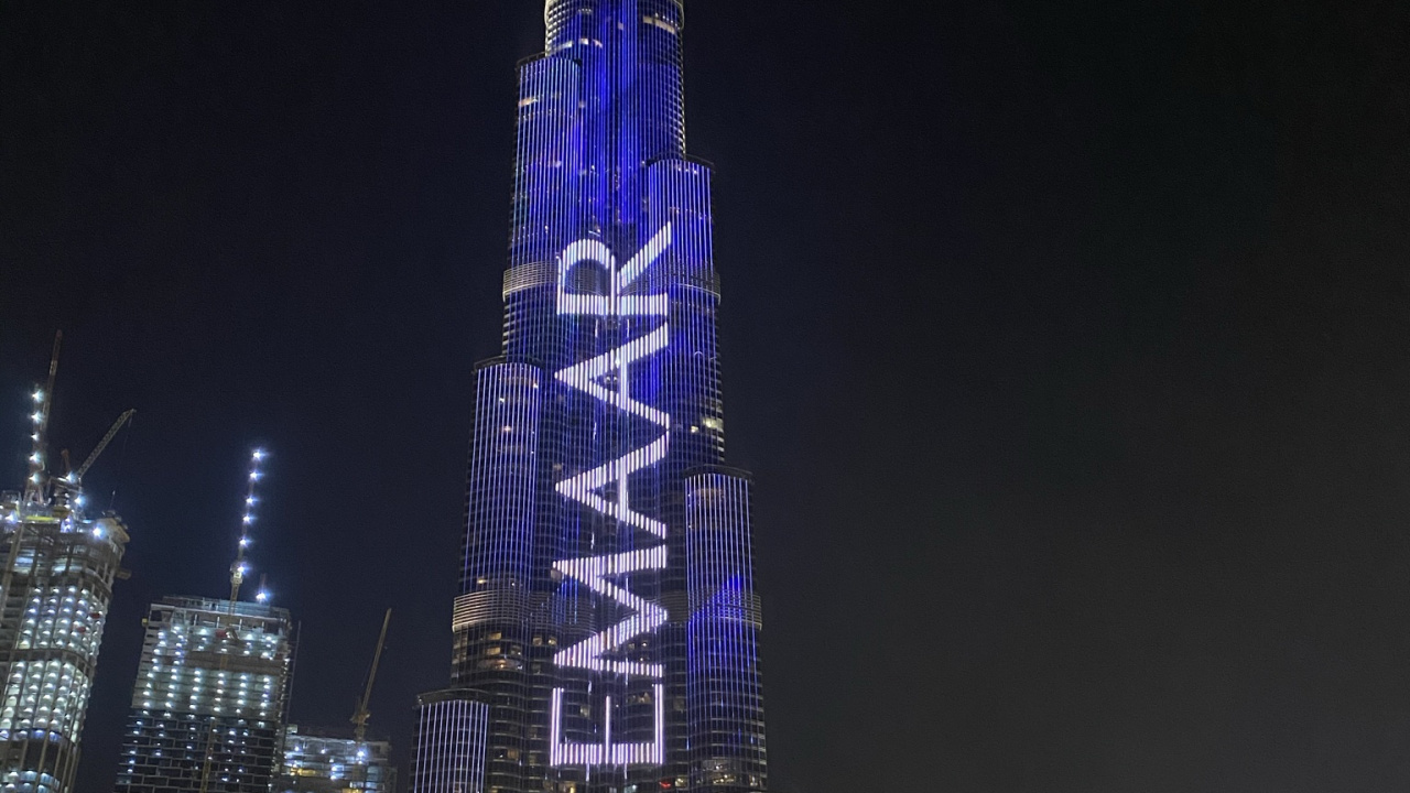 Обои Дубай, Бурдж Халифа, небоскреб, ночь, город в разрешении 1280x720