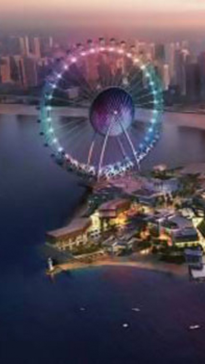 Обои Остров Голубых Вод, колесо обозрения, город, городской пейзаж, метрополия в разрешении 720x1280