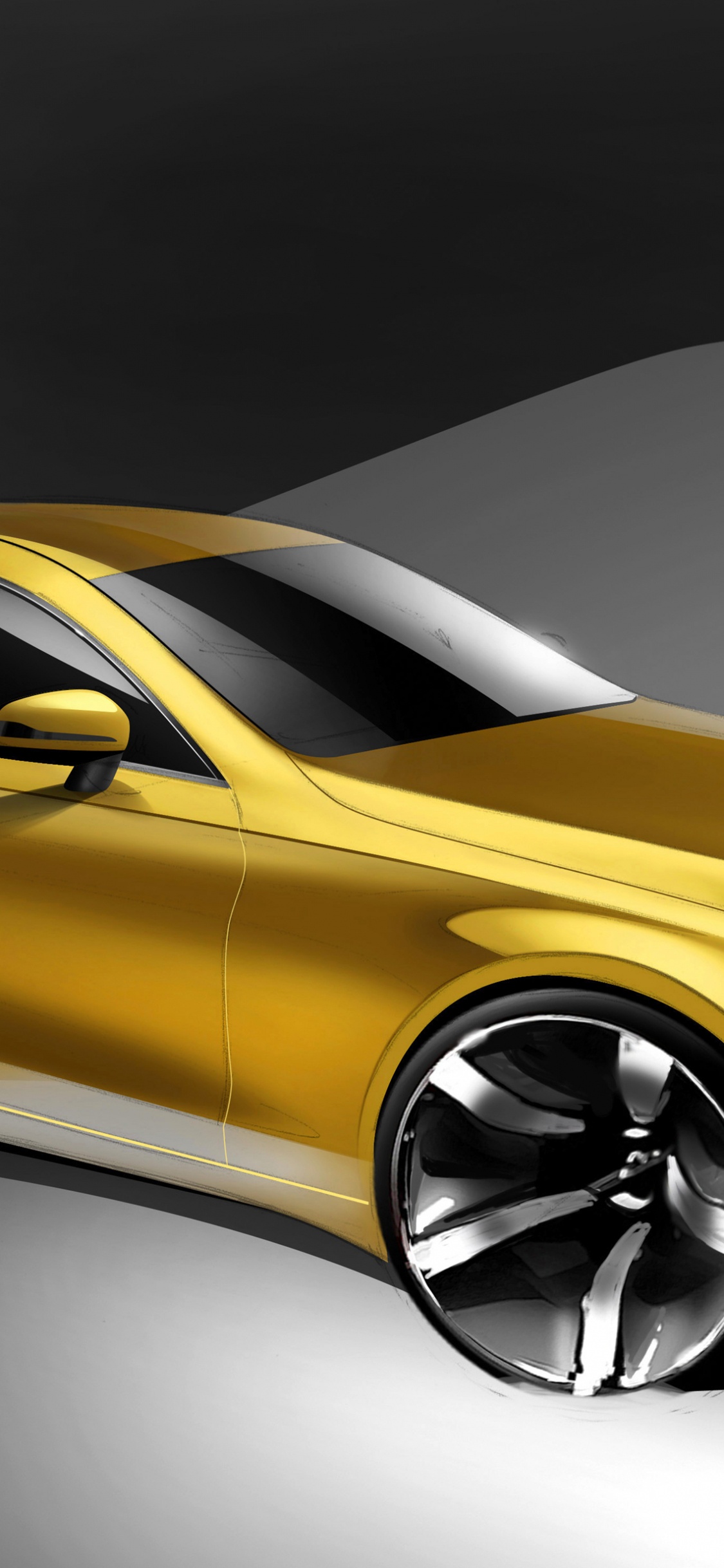 Обои авто, кузов купе, Mercedes с-класса золото, автомобиль среднего размера, спортивный автомобиль в разрешении 1125x2436