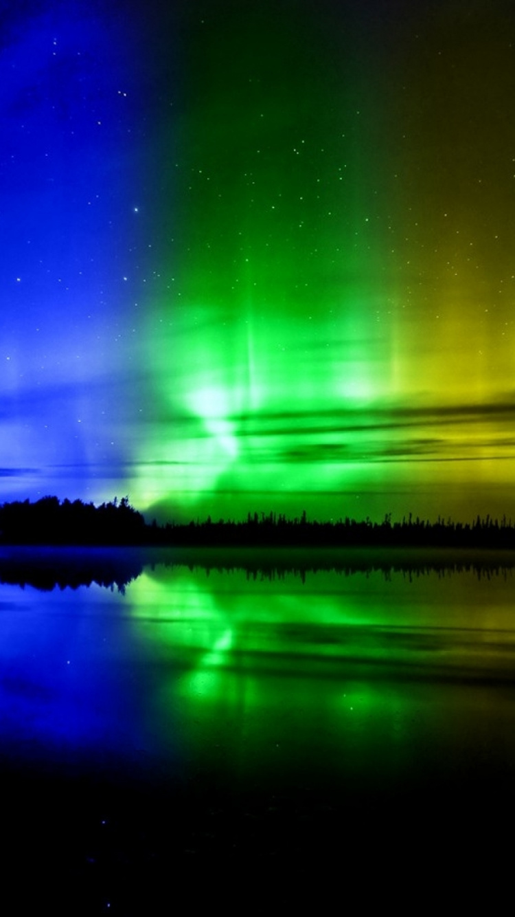 Обои Аврора, природа, отражение, свет, атмосфера в разрешении 750x1334